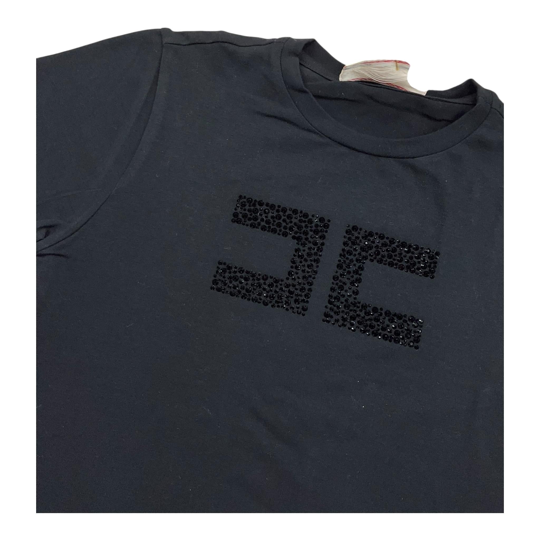 ELISABETTA FRANCHI t-shirt girocollo tinta unita con logo brillantinato Nero per Bambina EFTS226 NERO ELISABETTA FRANCHI