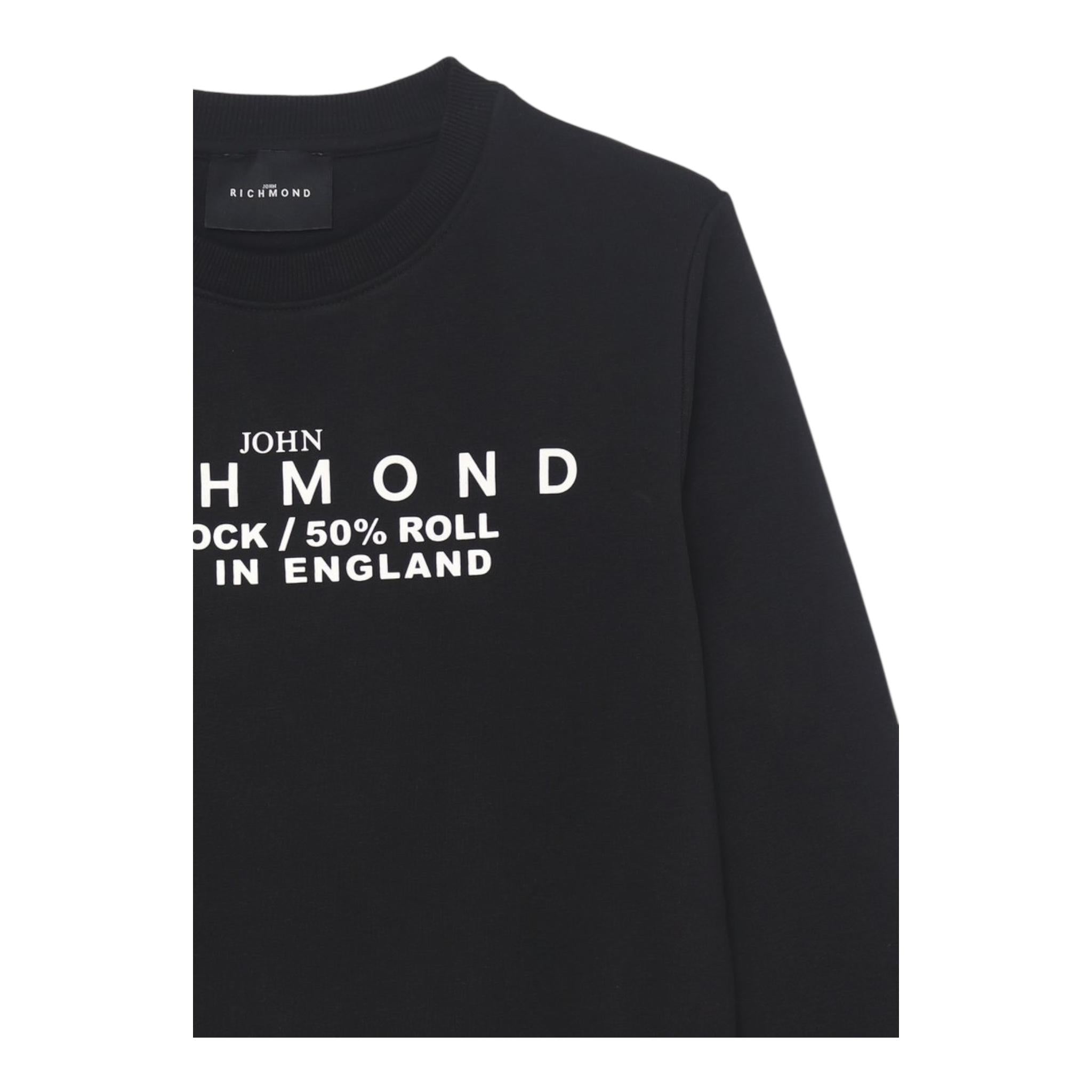 JOHN RICHMOND felpa chiusa girocollo tinta unita con logo Nero per Bambino RBA24047FE NERO JOHN RICHMOND
