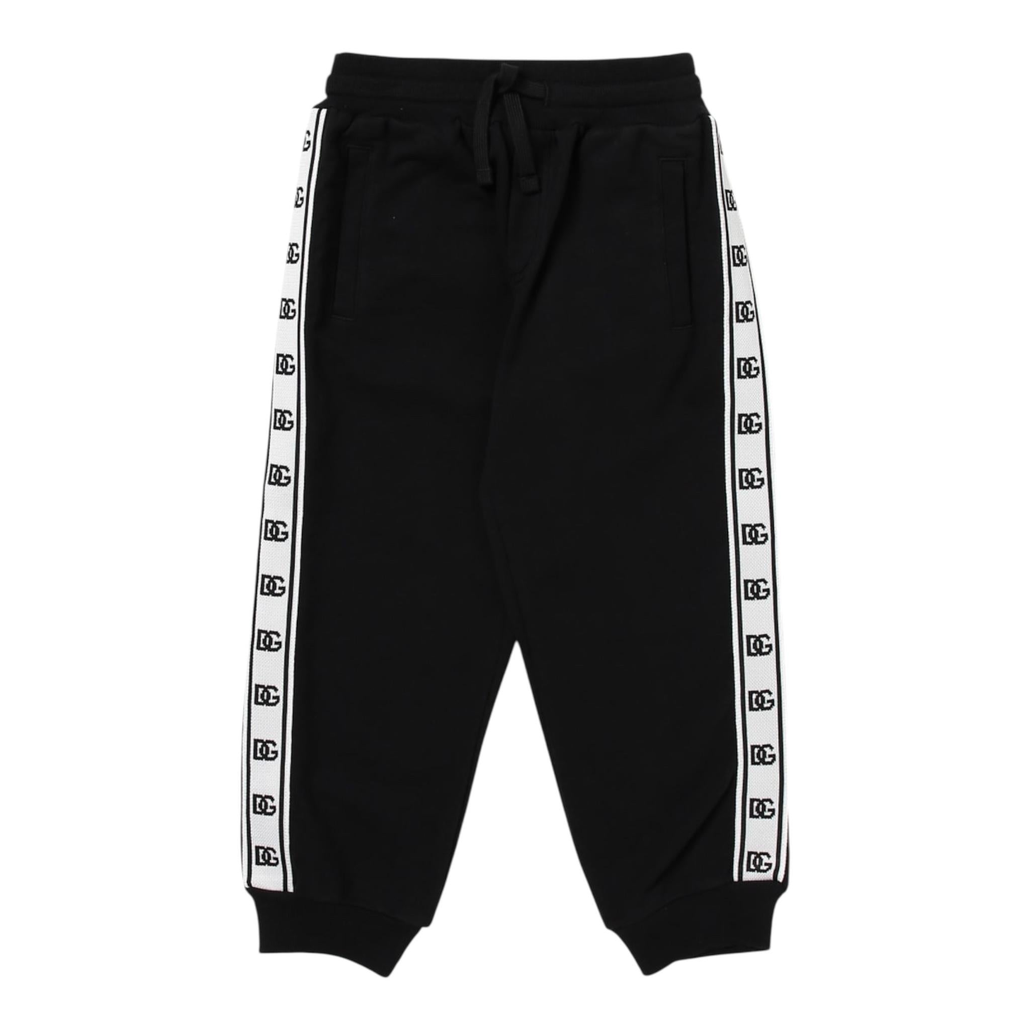 DOLCE & GABBANA pantalone tuta tinta unita con profili logati Nero per Bambino L4JPIHYG7KK0 NERO DOLCE & GABBANA