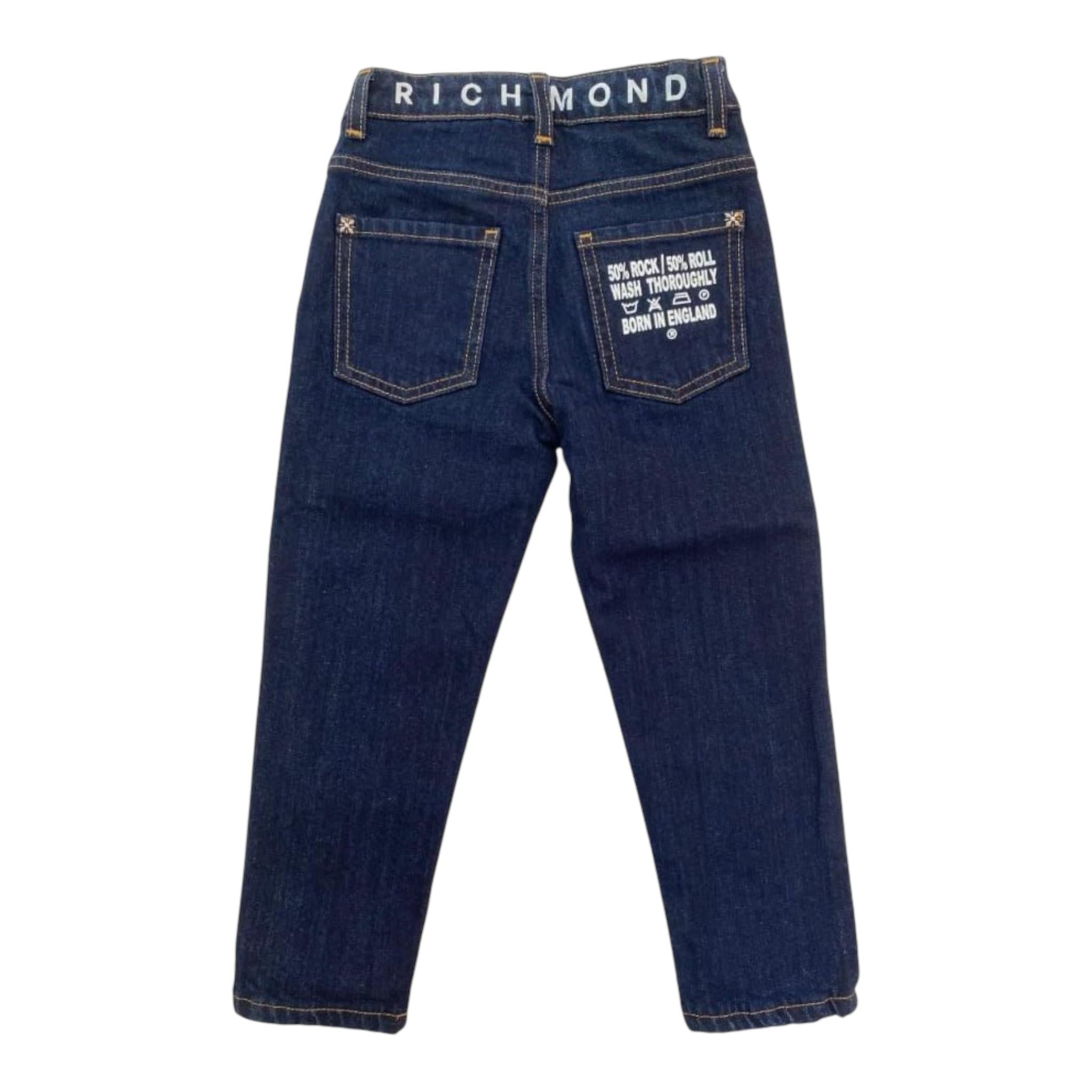 JOHN RICHMOND jeans tinta unita con stampa logo Blu per Bambino RBA24093JEE BLU JOHN RICHMOND