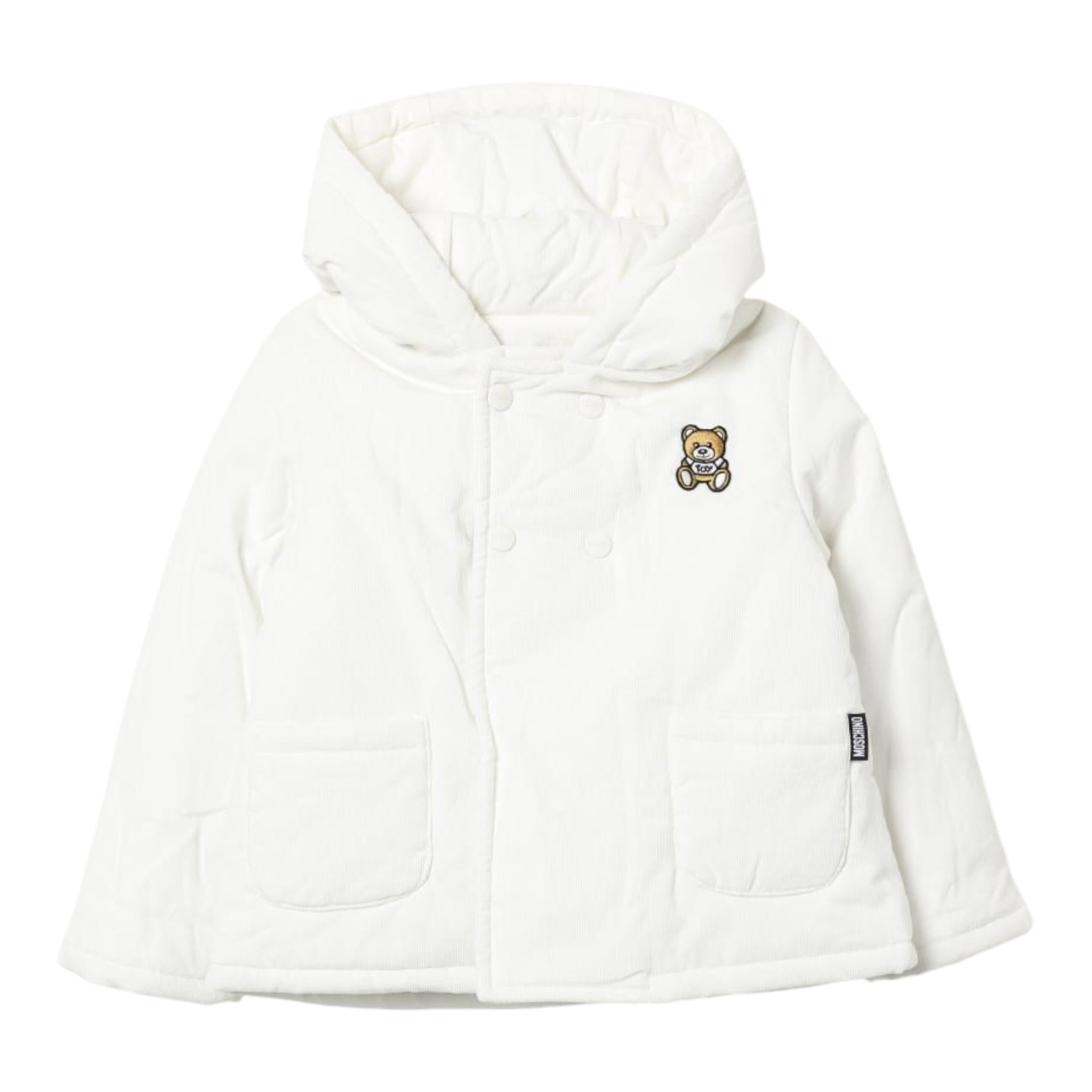 MOSCHINO giubbino tinta unita con cappuccio e bottoni Bianco per Neonato MUS02T BIANCO MOSCHINO
