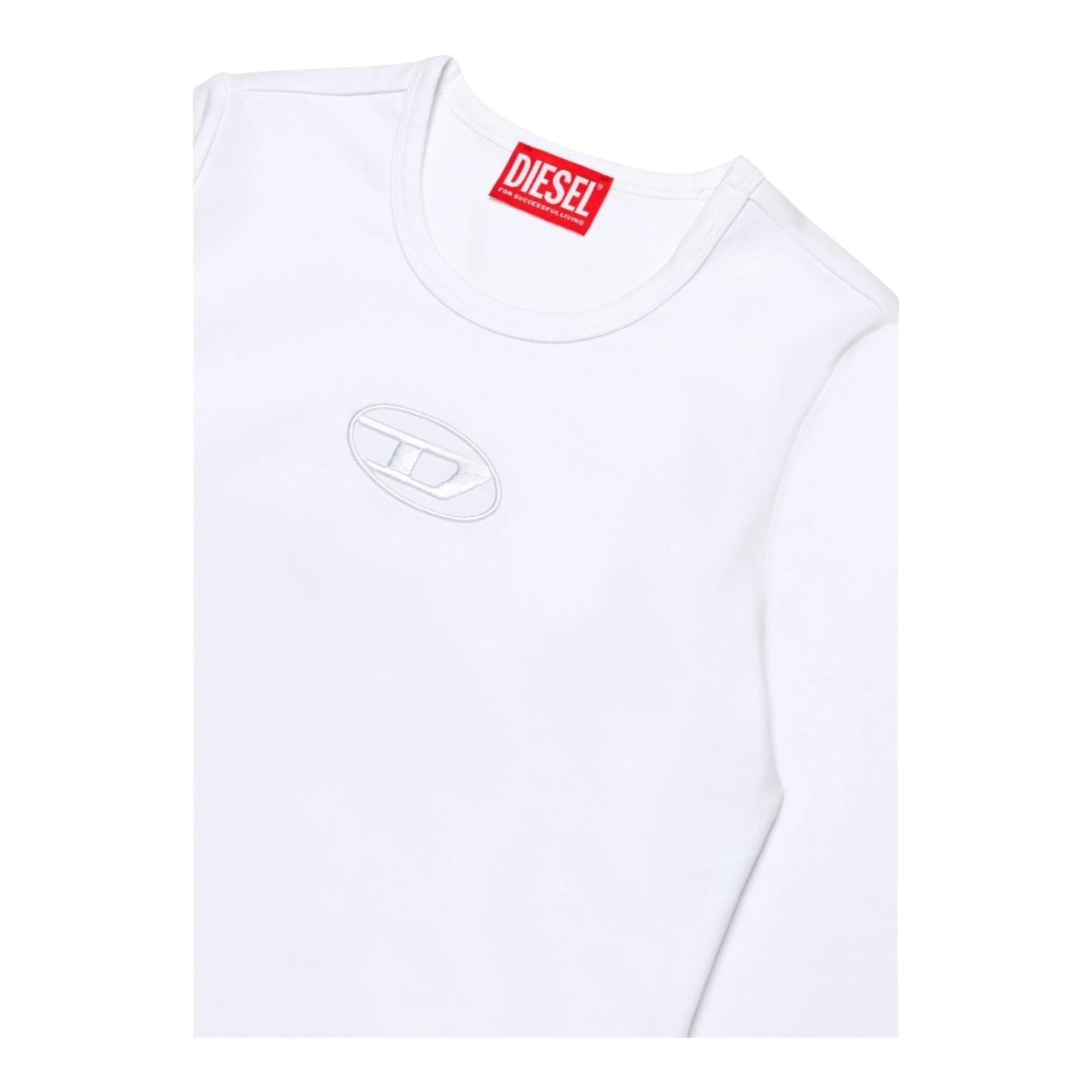 DIESEL shirt girocollo tinta unita con logo Bianco per Bambina J02038X BIANCO DIESEL