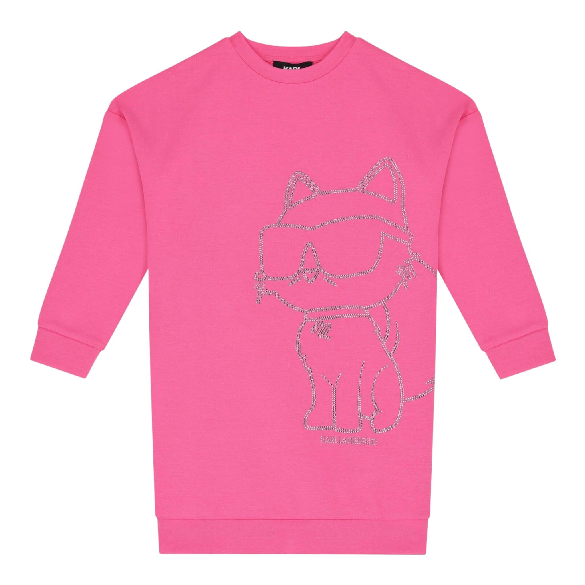 KARL LAGERFELD abito girocollo tinta unita con brillantini Rosa per Bambina Z30182 ROSA KARL LAGERFELD