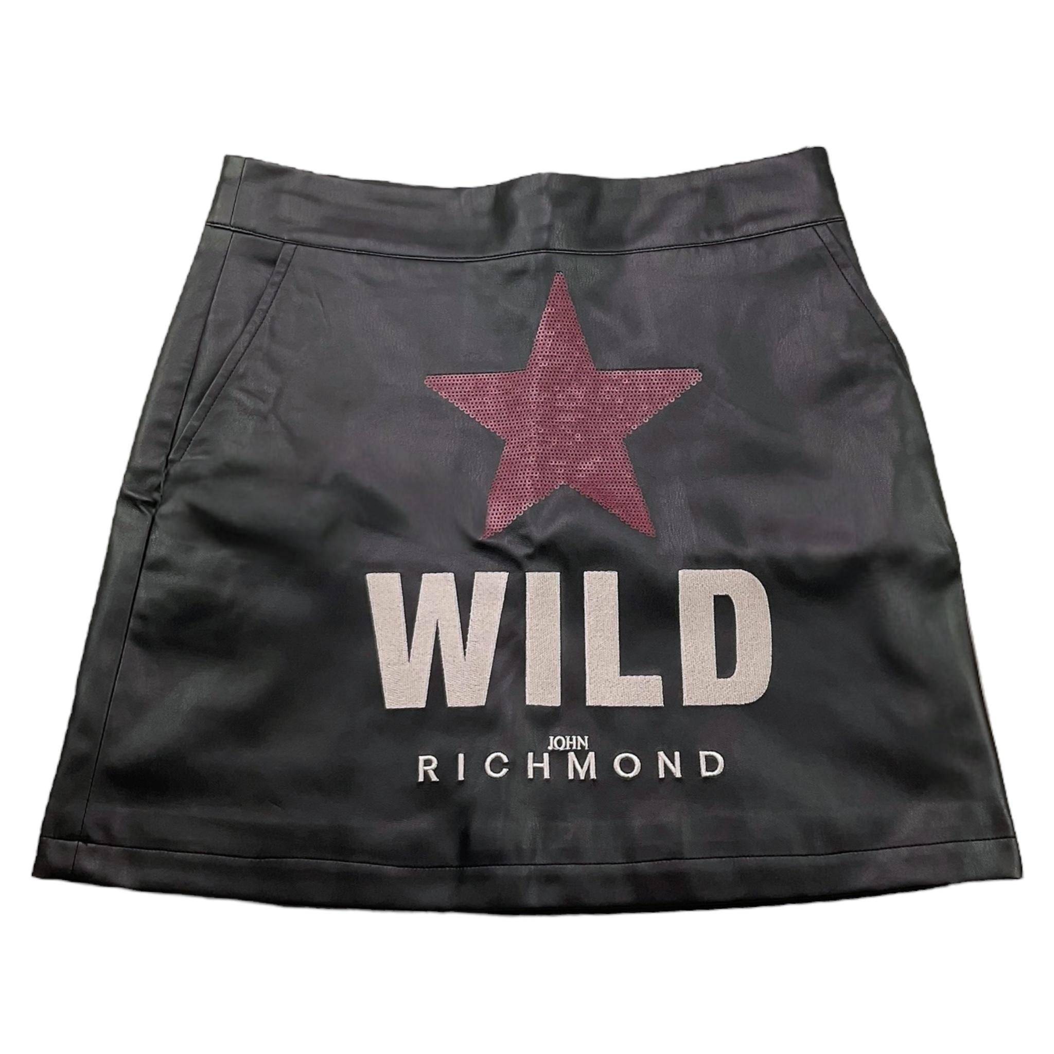 JOHN RICHMOND gonna in ecopelle tinta unita con stampa stella Nero per Bambina RGA24018GOX NERO JOHN RICHMOND
