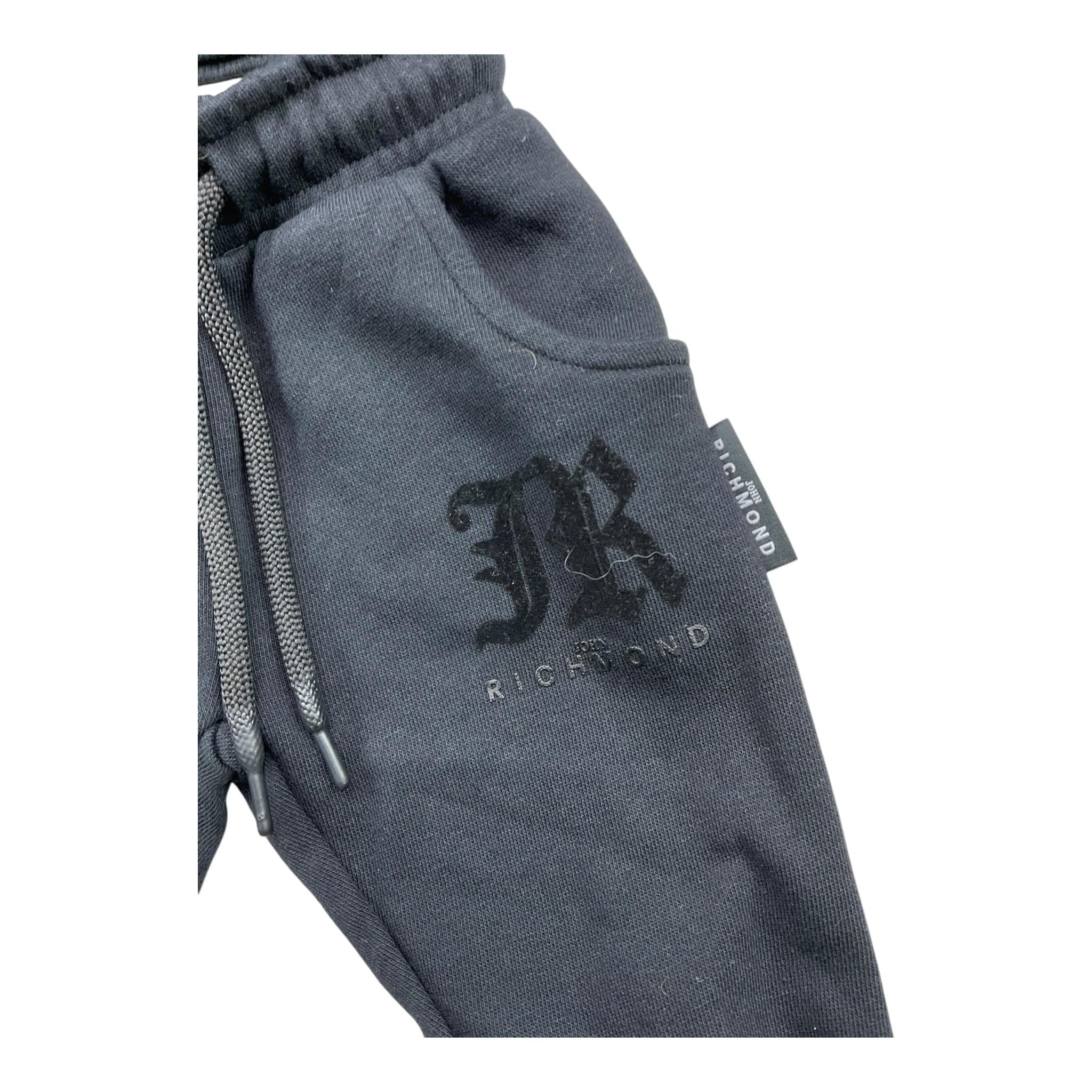 JOHN RICHMOND completo 2pz felpa-pantalone tinta unita con stampa Nero per Neonato RIA25005CF NERO JOHN RICHMOND