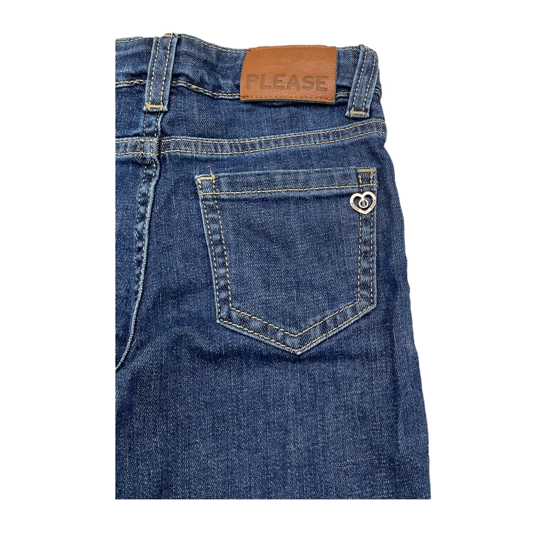 PLEASE jeans tinta unita con girovita regolabile modello zampa Blu per Bambina PE99012G65 BLU PLEASE