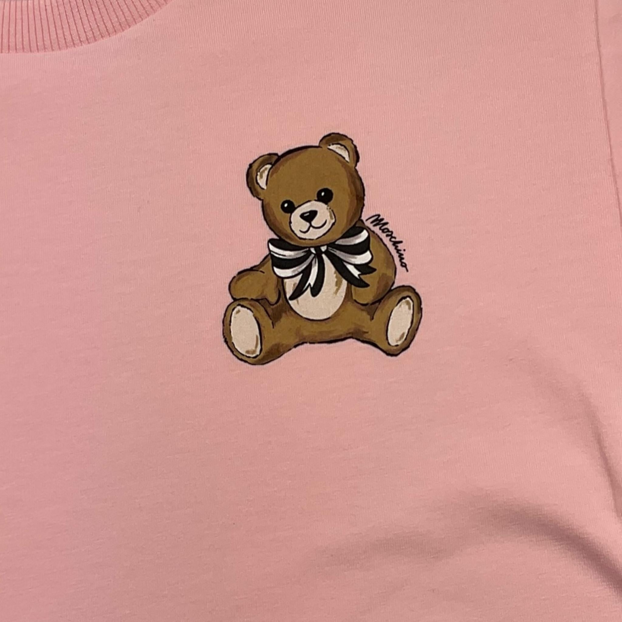 MOSCHINO t-shirt tinta unita girocollo con stampa Rosa per Bambina HKM060 ROSA MOSCHINO