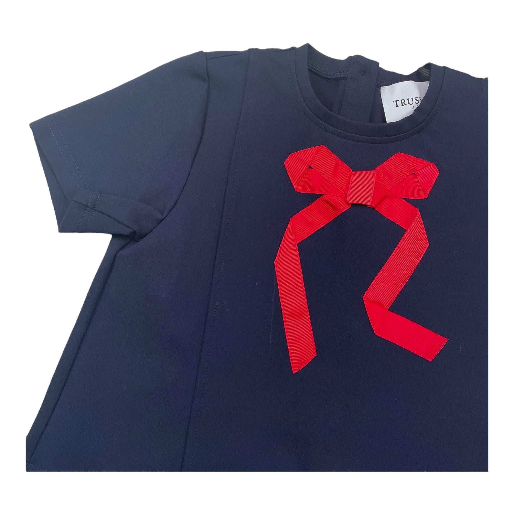TRUSSARDI t-shirt mezza manica tinta unita con fiocco in contrast Blu per Bambina TGA25064TS BLU TRUSSARDI