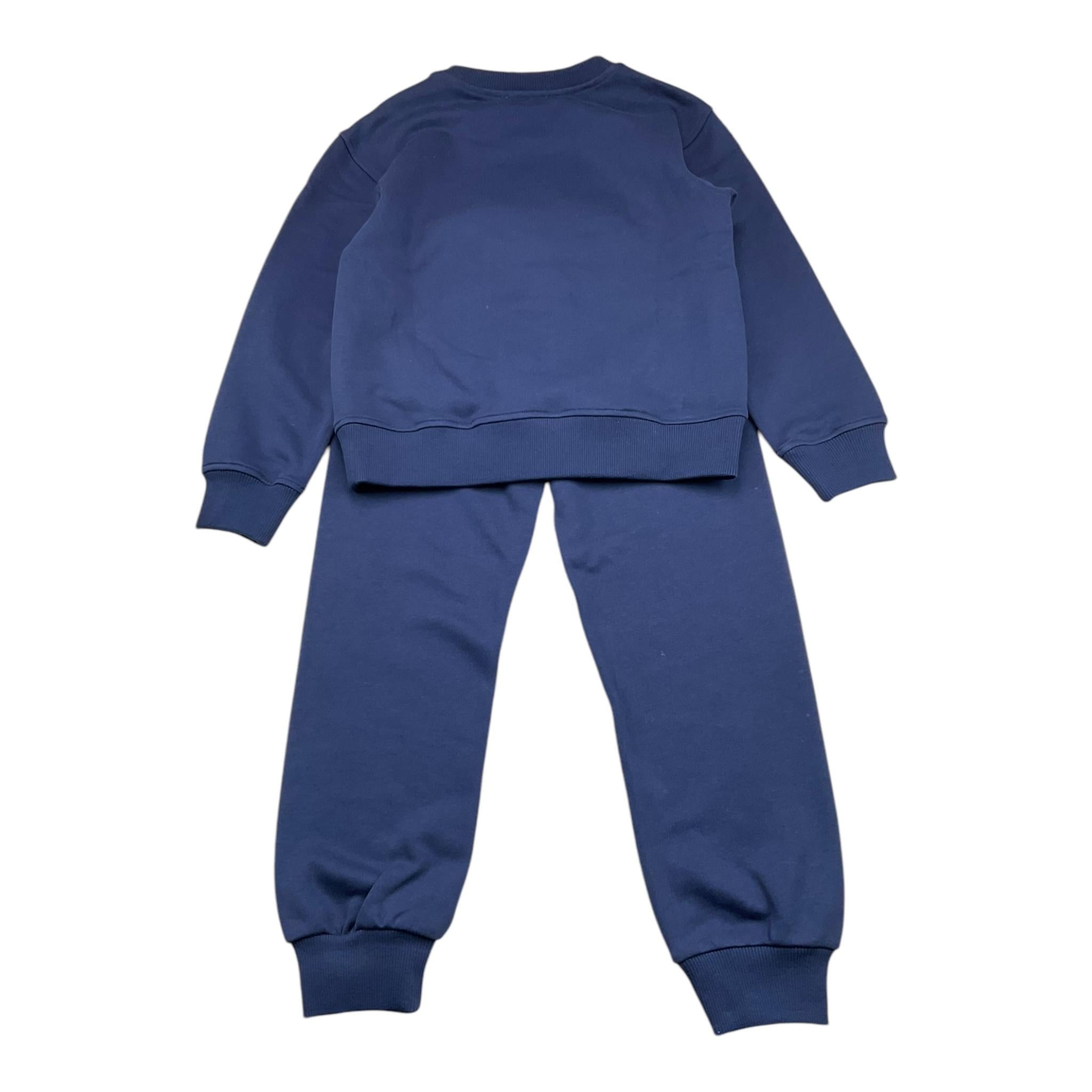 MOSCHINO completo 2pz felpa-pantalone tinta unita con stampa Blu per Bambino HUK04B BLU MOSCHINO