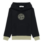 STONE ISLAND felpa bicolore con cappuccio e stampa Nero/verde per Bambino 811660644 NERO/VERDE STONE ISLAND