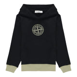 STONE ISLAND felpa bicolore con cappuccio e stampa Nero/verde per Bambino 811660644 NERO/VERDE STONE ISLAND