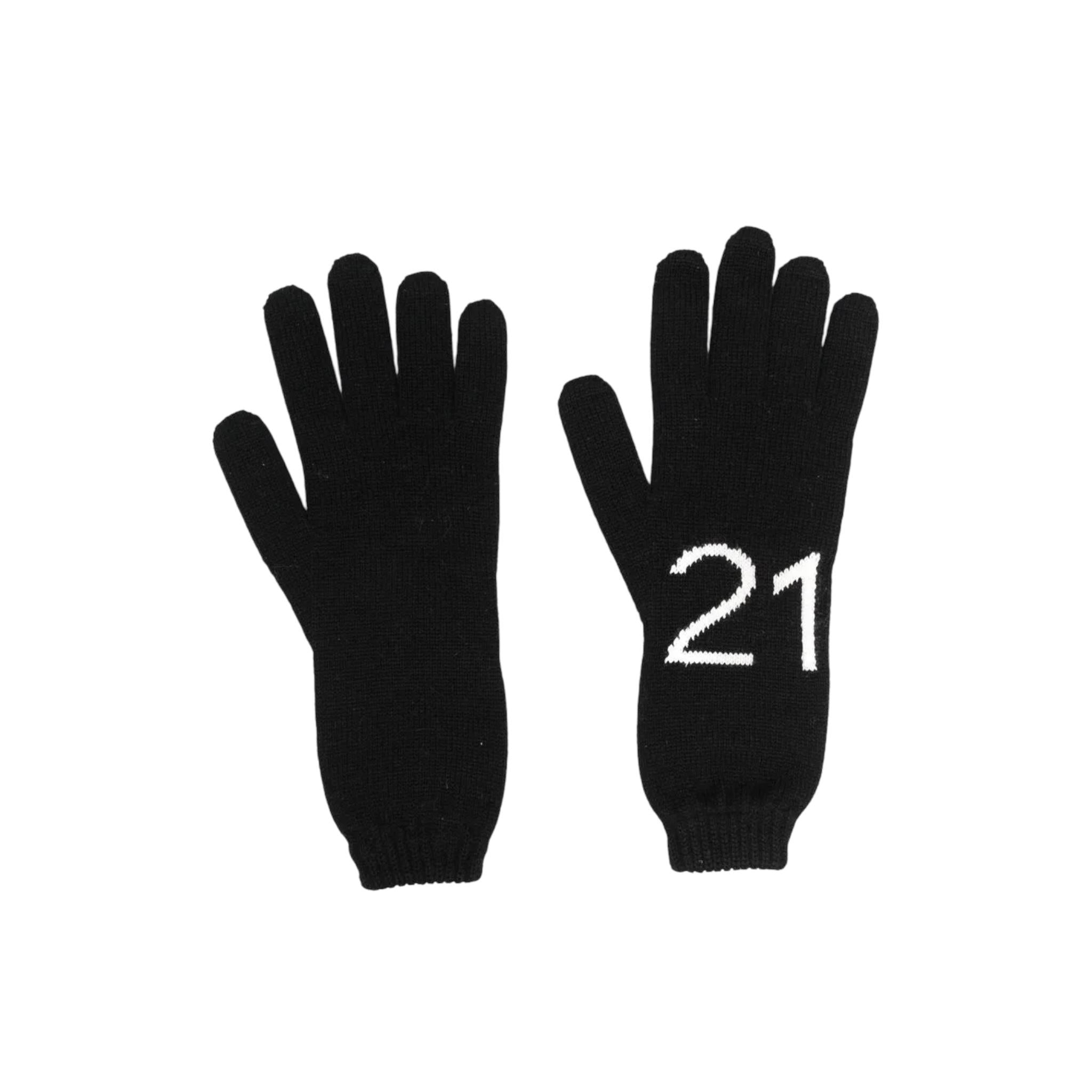 N°21 guanti tinta unita con logo Nero per Bambino N21550 NERO N°21