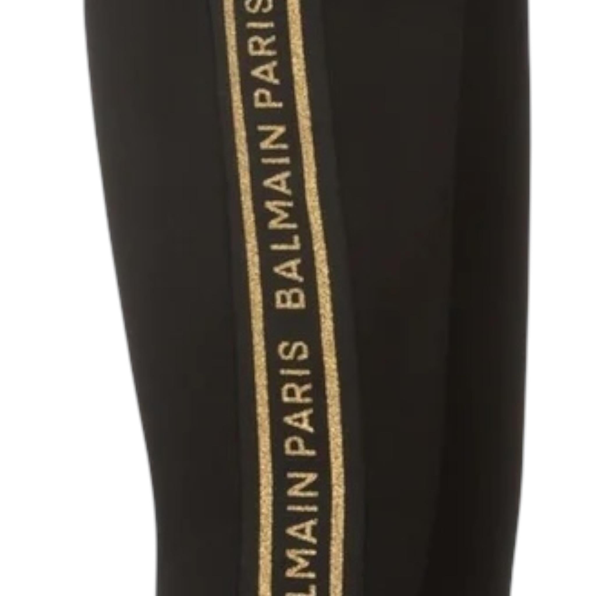 BALMAIN pantalone modello tuta tinta unita con profili in contrasto Nero per Bambina 6R6C60 NERO BALMAIN