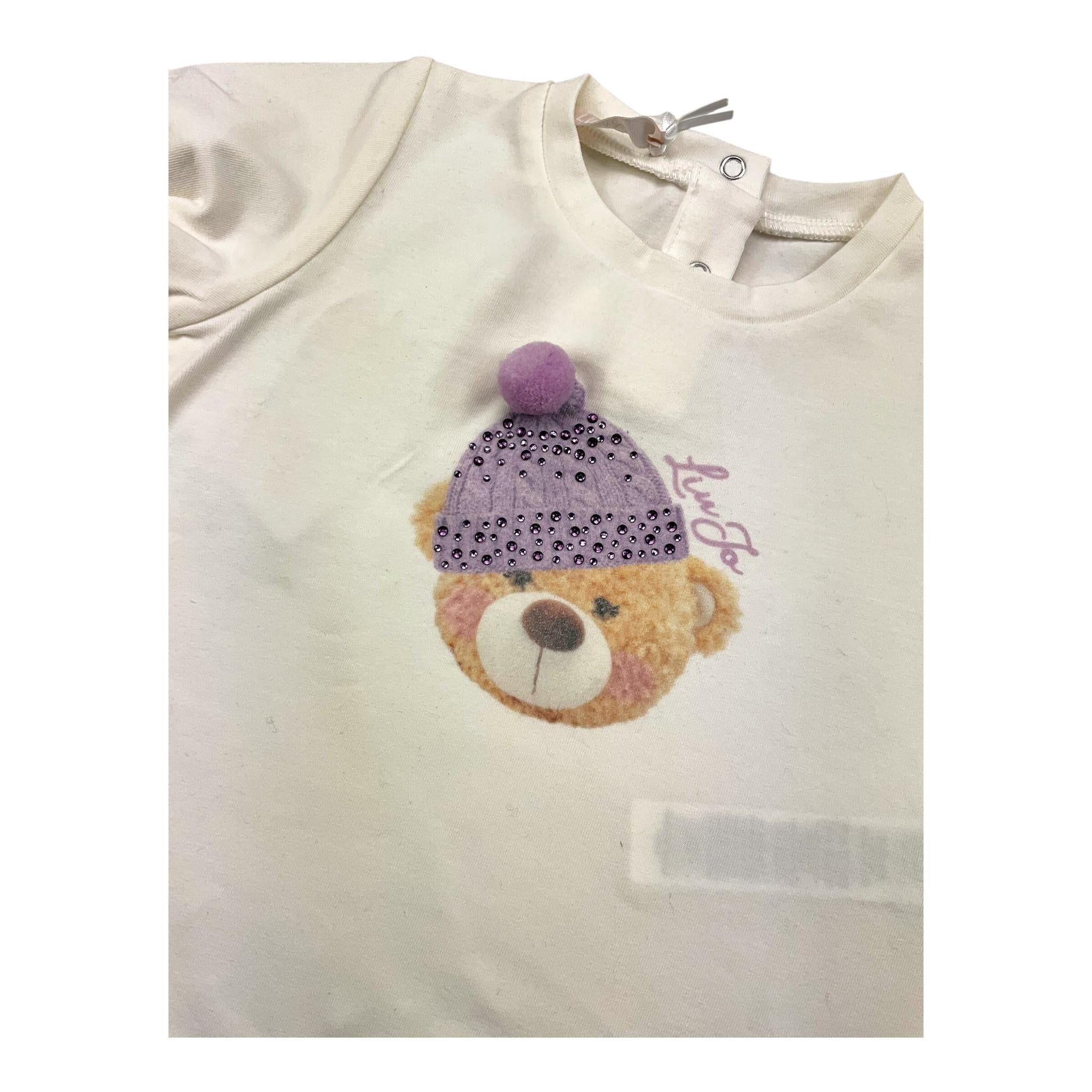 LIU JO shirt girocollo tinta unita con stampa in contrasto Panna per Neonata JF4045 PANNA LIU JO