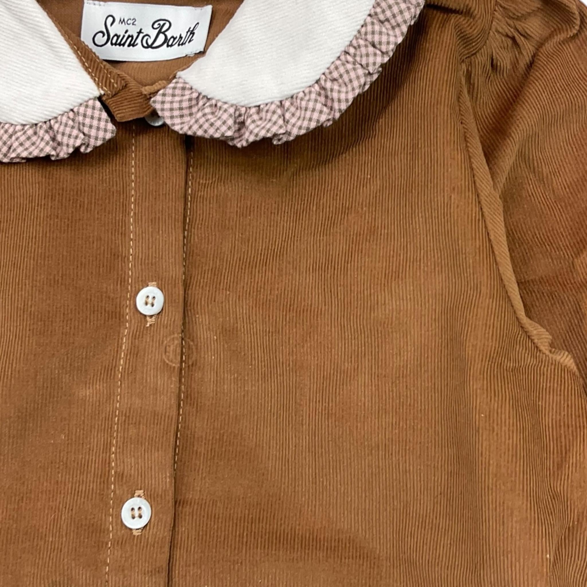 SAINT BARTH camicia tinta unita con colletto in contrasto Biscotto per Bambina MAELYS BISCOTTO SAINT BARTH