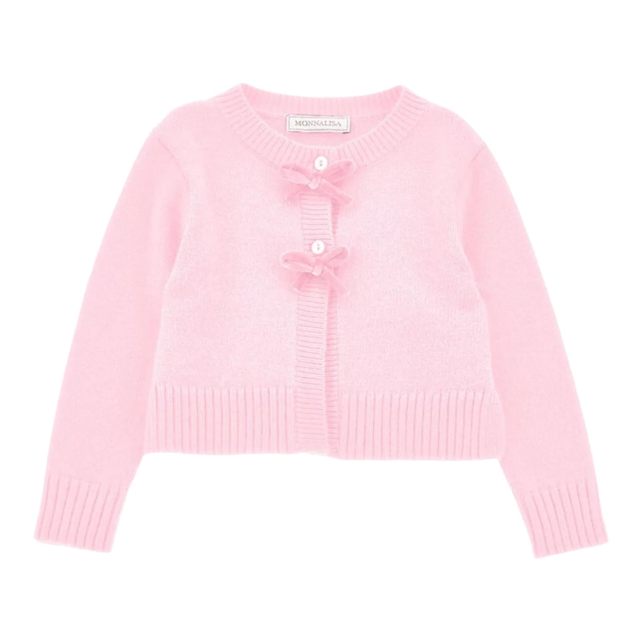 MONNALISA cardigan tinta unita con fiocchi Rosa per Bambina 39D803J ROSA MONNALISA
