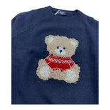 IL GUFO maglia gircollo tinta unita con ricamo orso Blu per Bambino A23MA334EM220 BLU IL GUFO