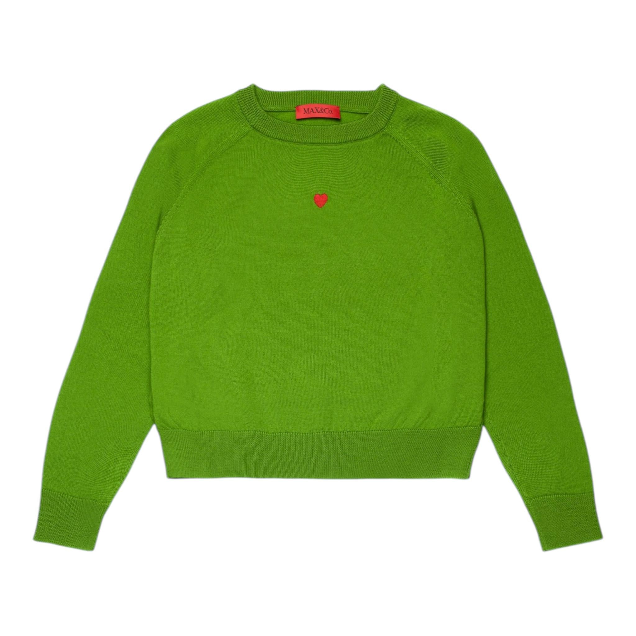 MAX&Co. maglia tinta unita girocollo con cuore Verde per Bambina MX00303 VERDE MAX&Co.