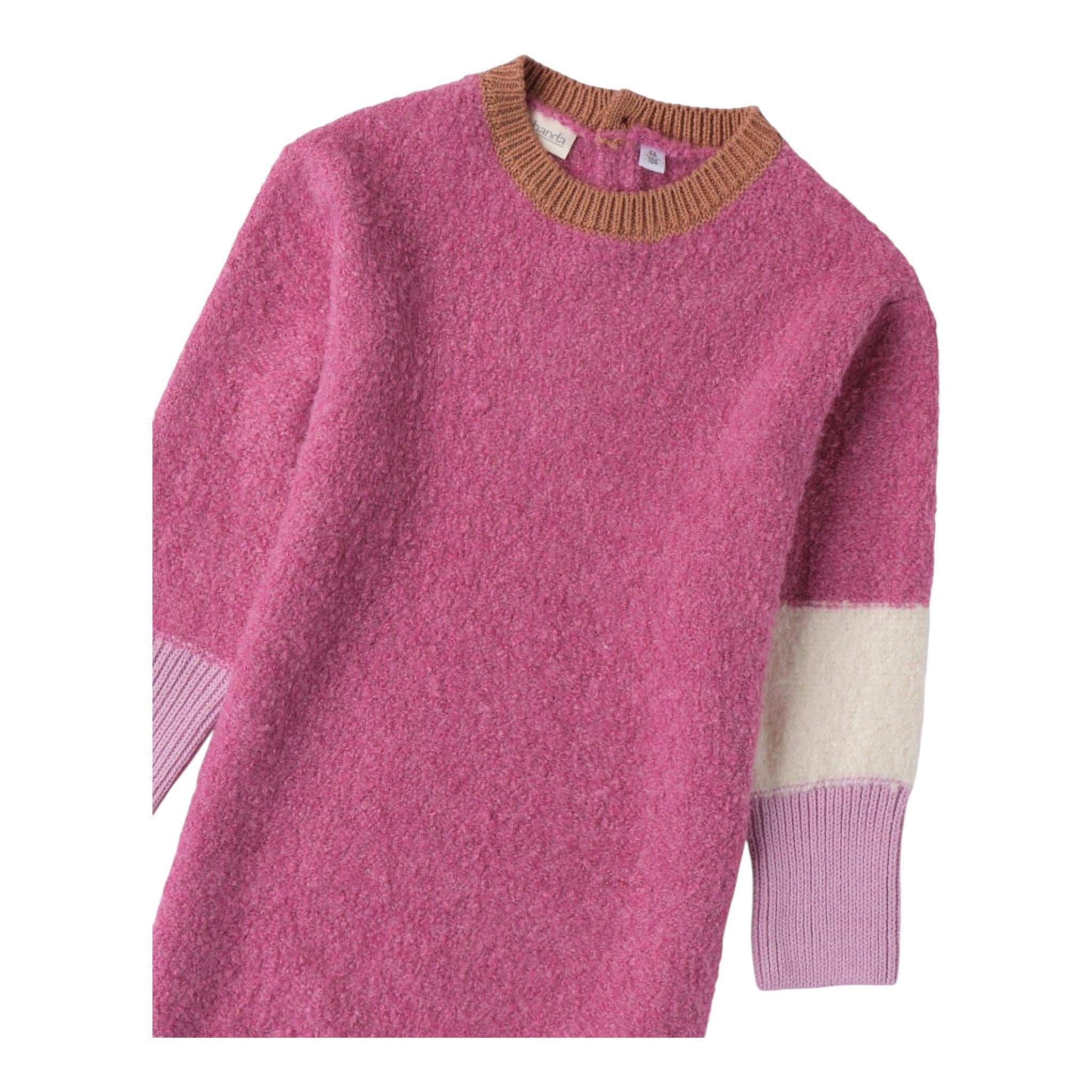 SARABANDA abito in maglia tinta unita con profili in contrasto Rosa per Bambina A2103 ROSA SARABANDA