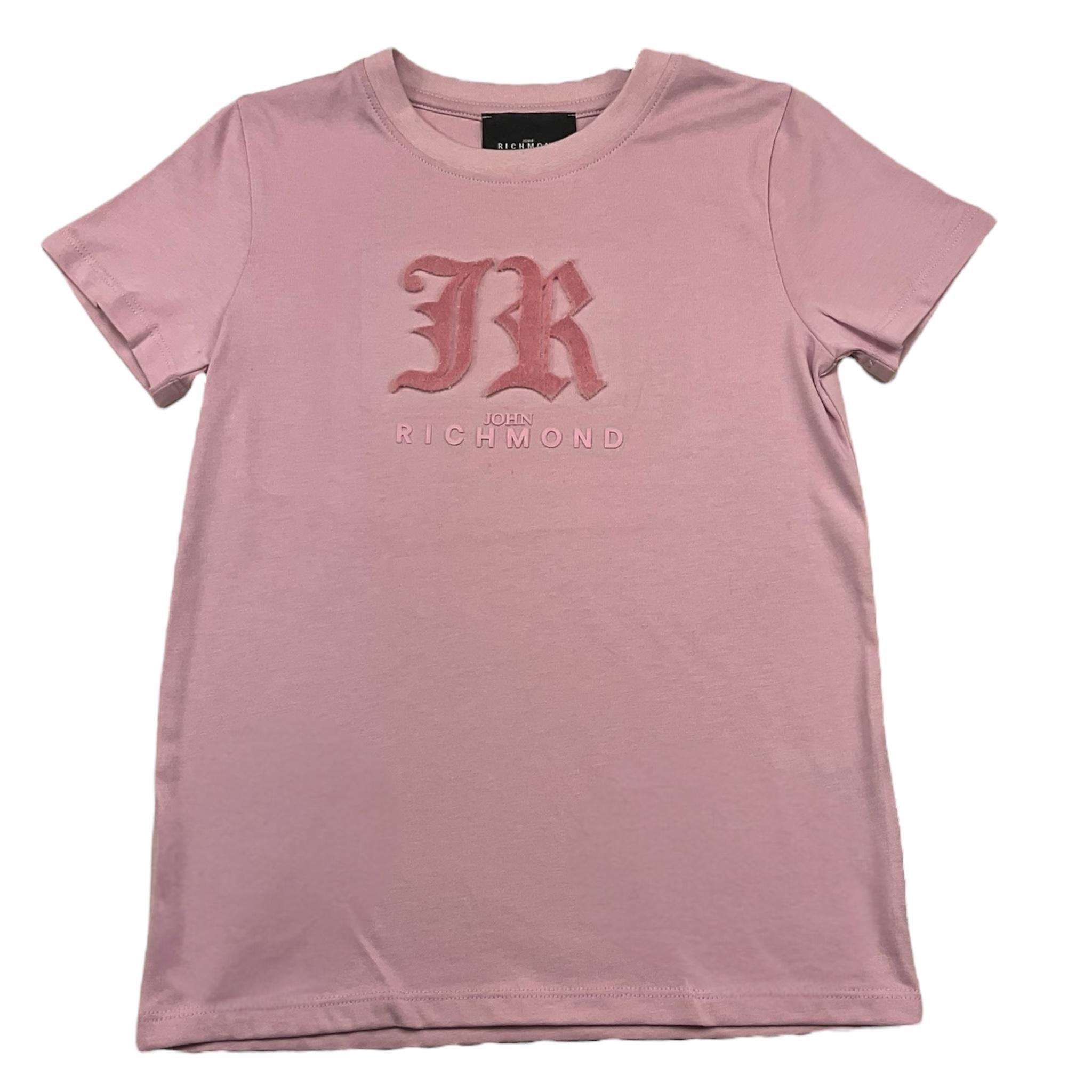 JOHN RICHMOND t-shirt girocollo tinta unita con stampa in contrasto Rosa per Bambina RGA25009TS ROSA JOHN RICHMOND