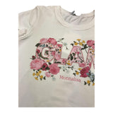 MONNALISA t-shirt girocollo tinta unita con stampa floreale Panna per Bambina 114602SD PANNA MONNALISA