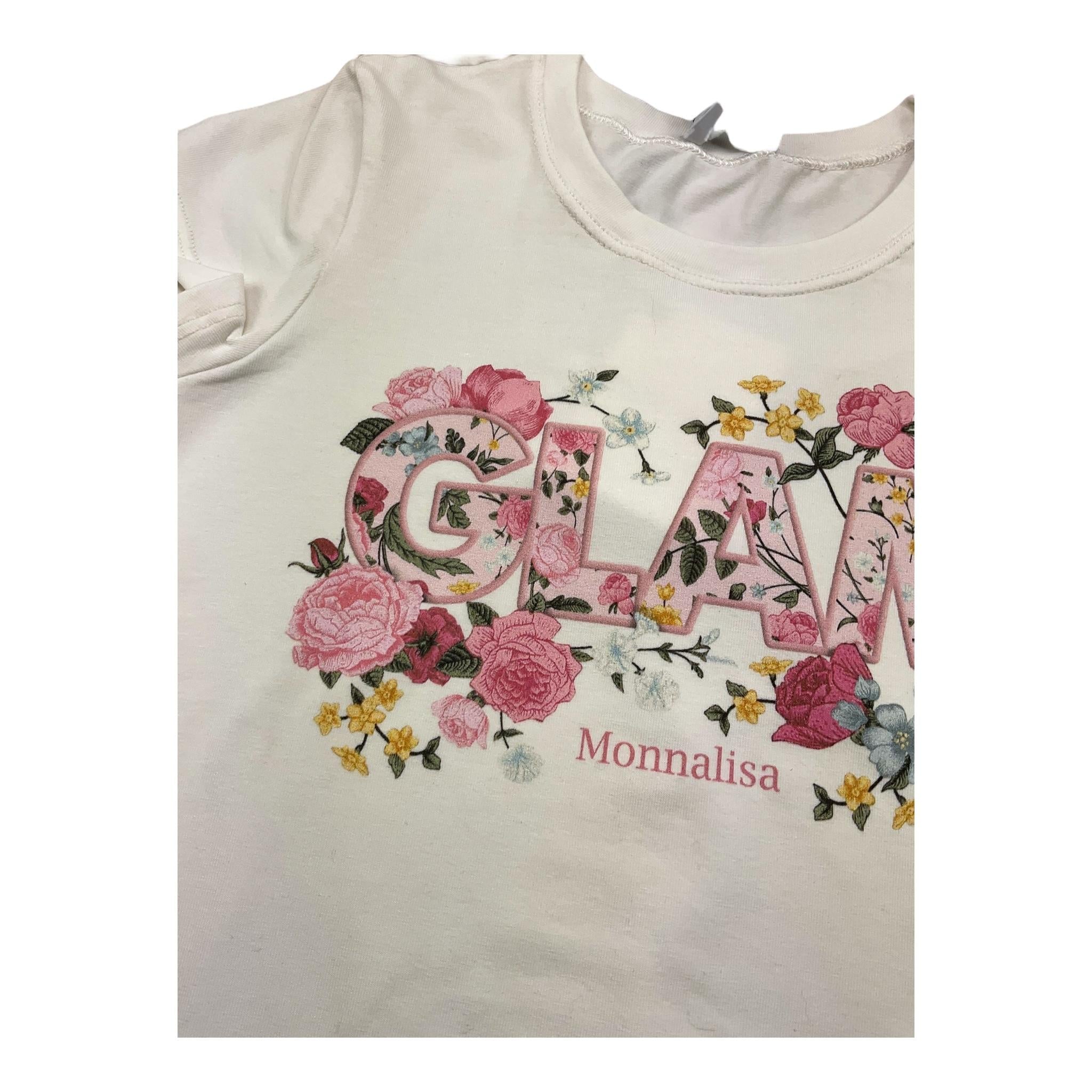 MONNALISA t-shirt girocollo tinta unita con stampa floreale Panna per Bambina 114602SD PANNA MONNALISA