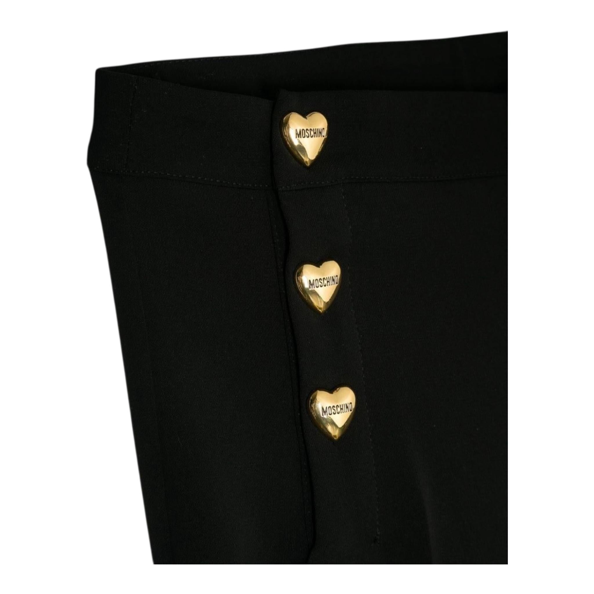 MOSCHINO pantalone tinta unita modello palazzo con bottoni in contrasto Nero per Bambina HDP05YX NERO MOSCHINO