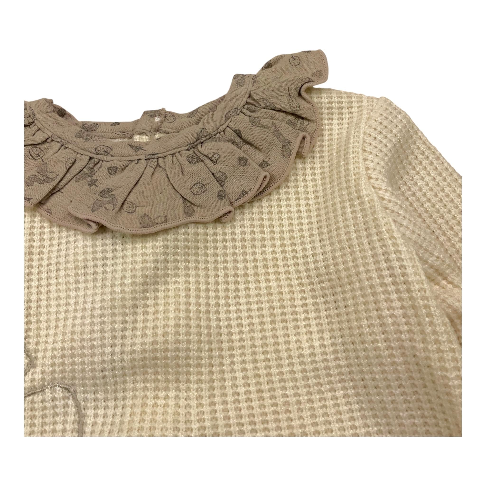 CALAMARO completo 2pz maglia-coulotte bicolore Panna per Neonata 17870 PANNA CALAMARO