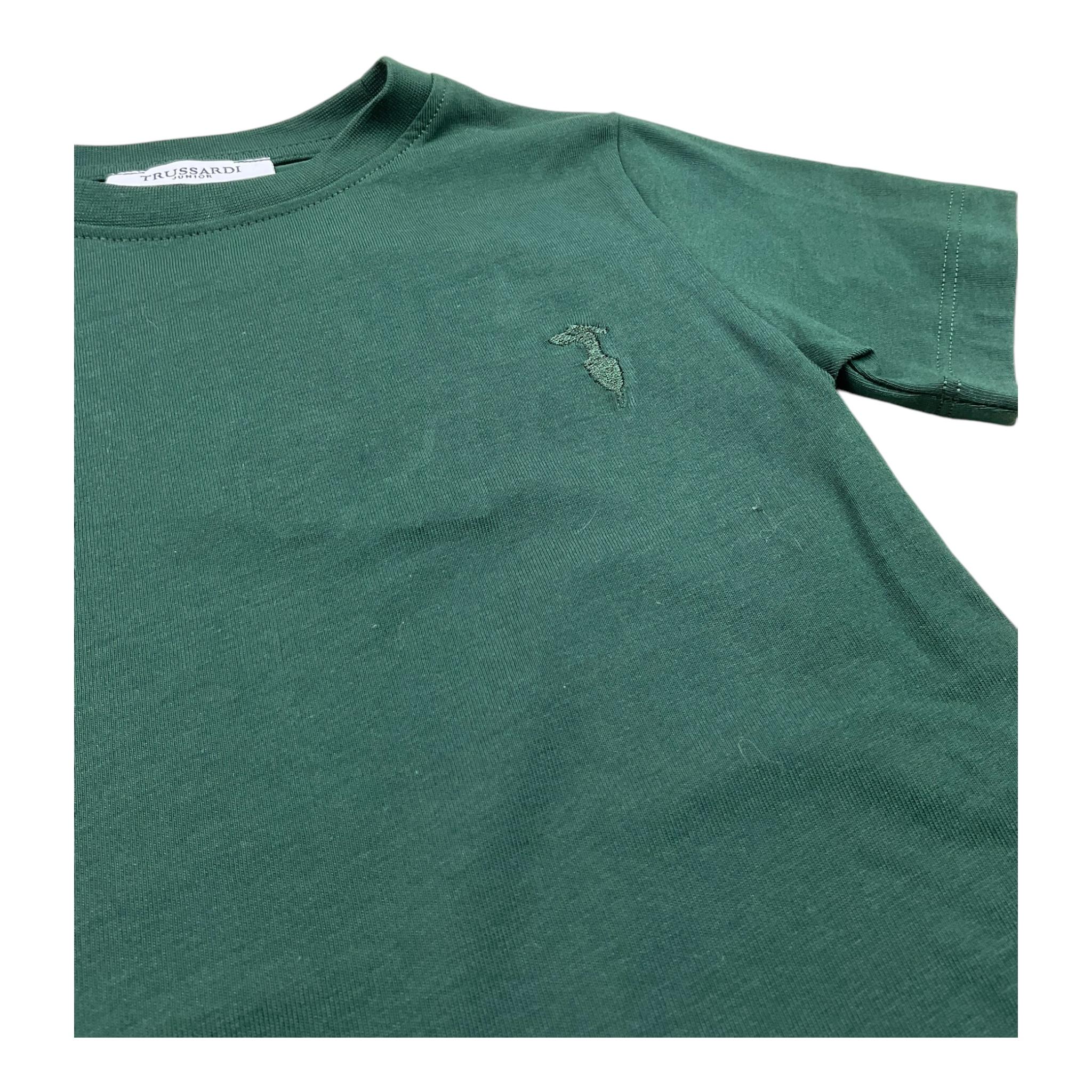 TRUSSARDI t-shirt girocoll tinta unita con stampa in contrasto Verde per Bambino TBA25081TS VERDE TRUSSARDI