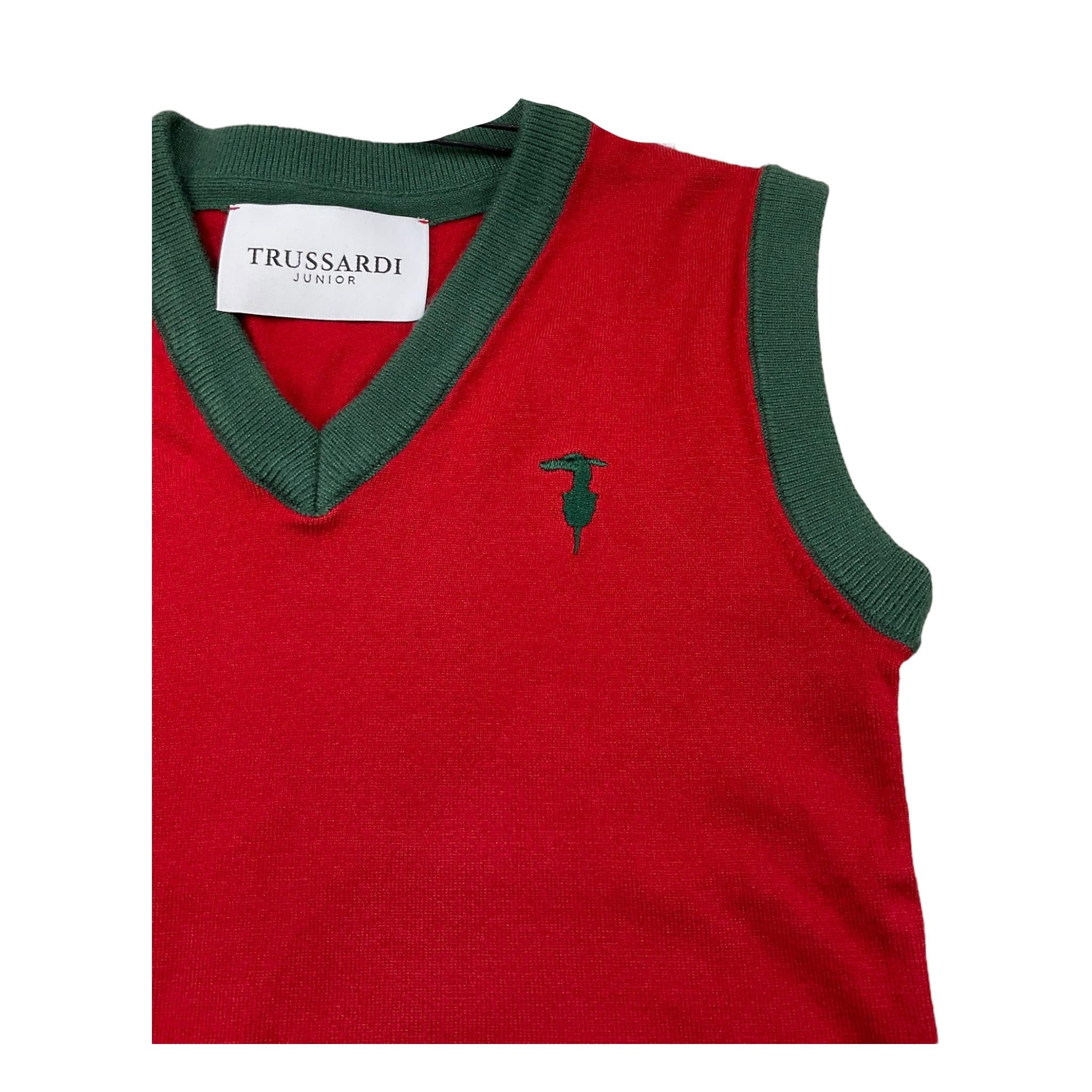 TRUSSARDI gilet tinta unita scollo a v Rosso per Bambino TBA2500GL ROSSO TRUSSARDI