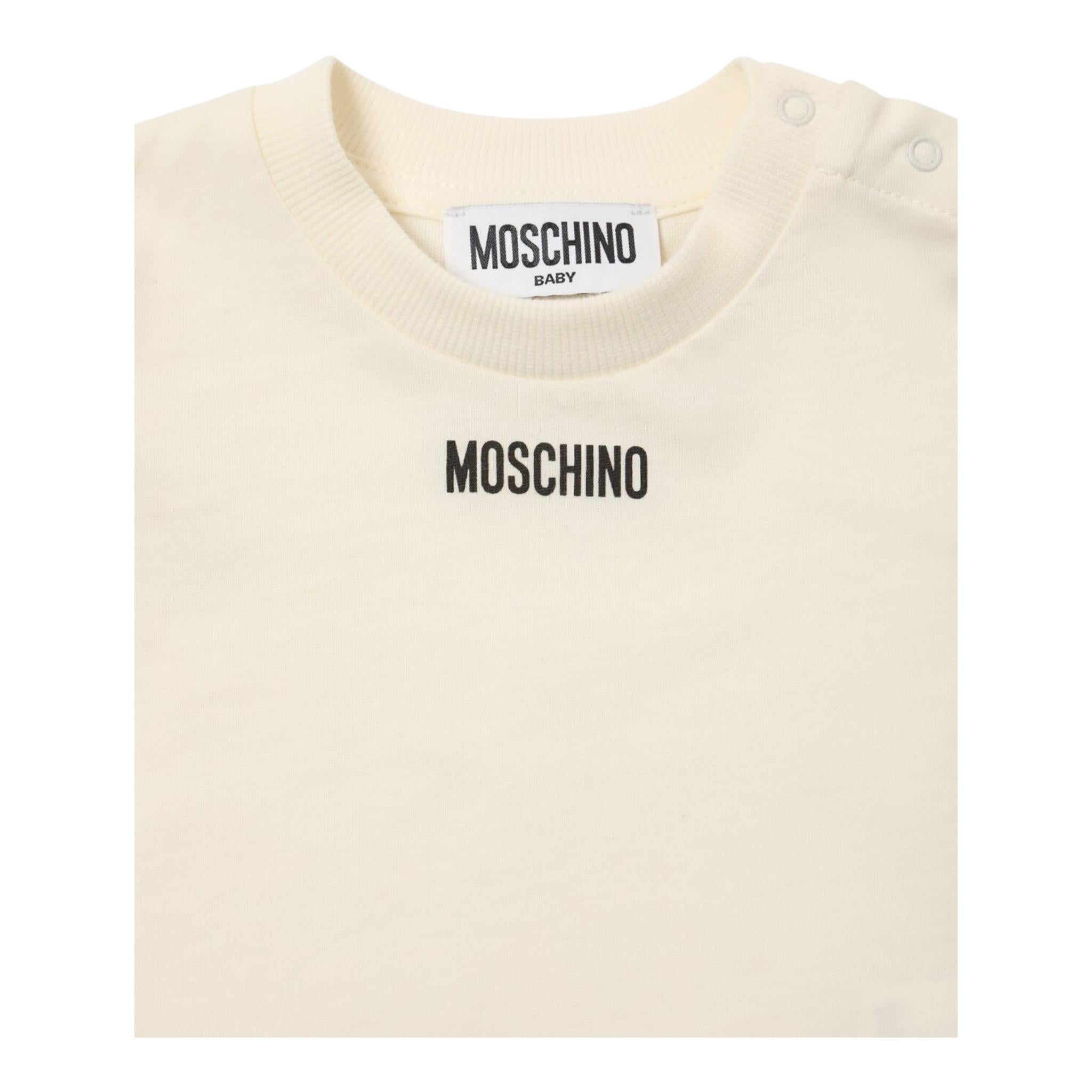MOSCHINO completo 2 pezzi salopette-shirt Azzurro per Neonato MUK04V AZZURRO MOSCHINO
