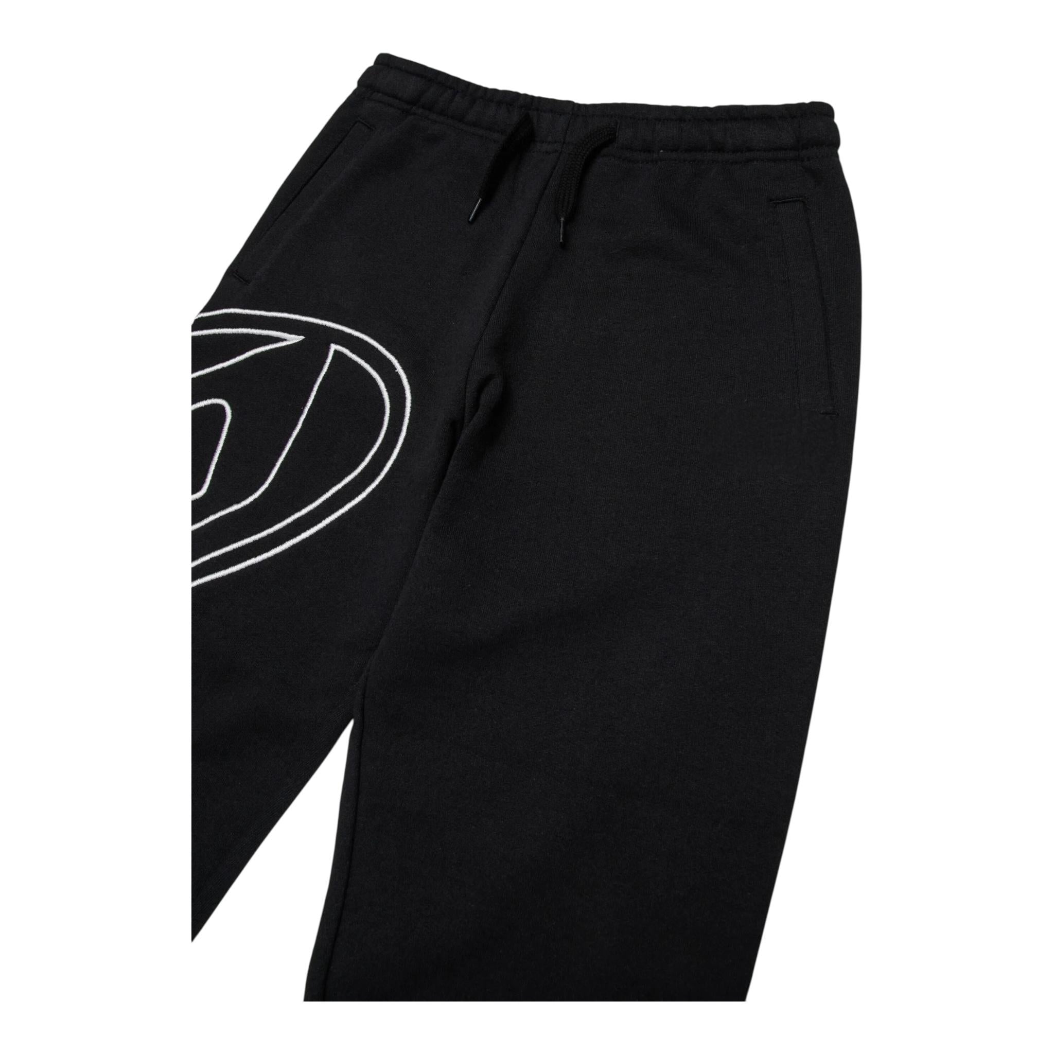 DIESEL pantalone tuta tinta unita con stampa logo Nero per Bambino J01785X NER DIESEL