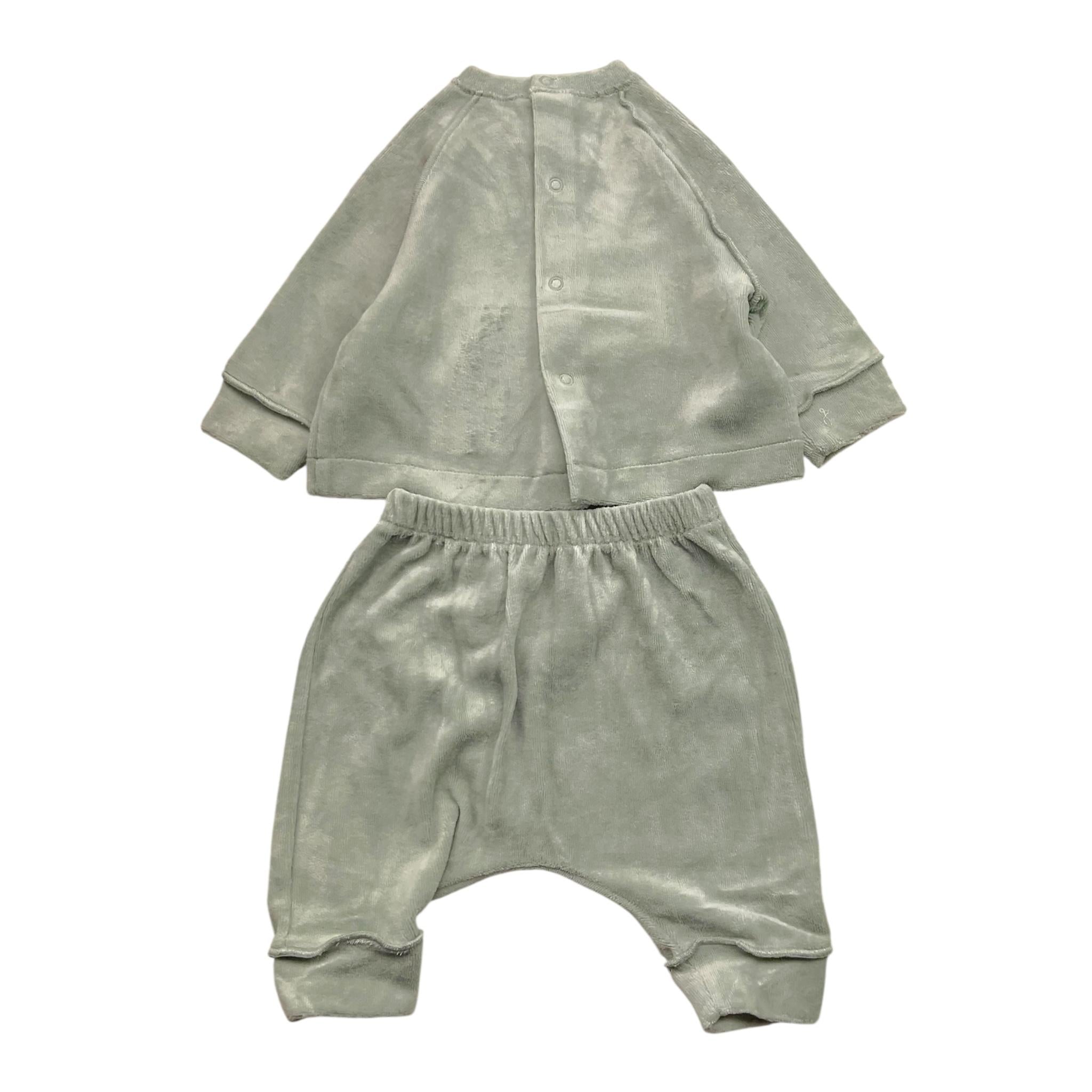 TEDDY E MINOU completo 2pz maglia-pantalone tinta unita in velluto Verde per Neonato I24CP054M0137 VERDE TEDDY E MINOU