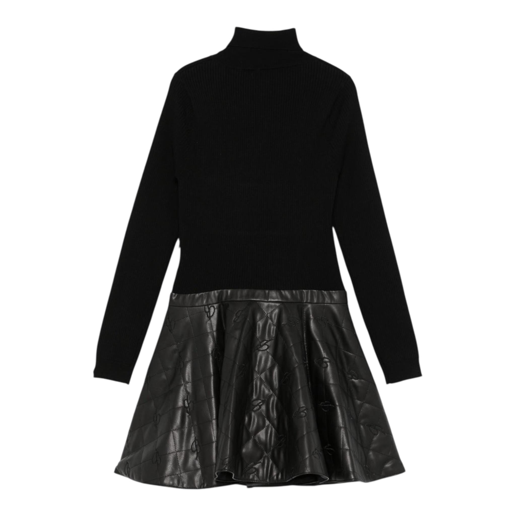 MISS BLUMARINE abito tinta unita con logo Nero per Bambina IF4048E0392 NERO MISS BLUMARINE
