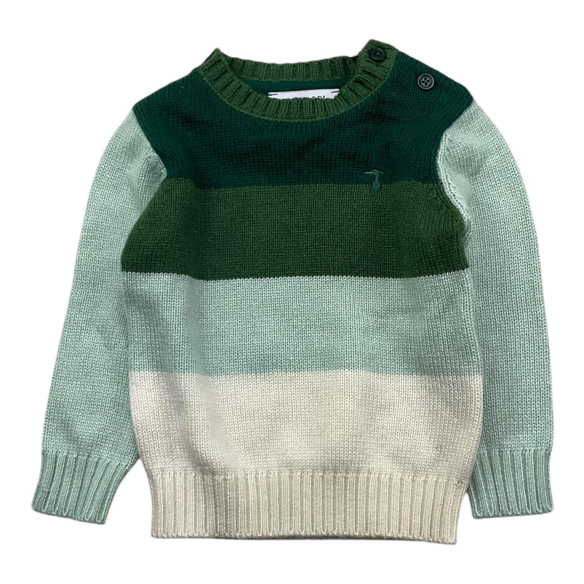 TRUSSARDI maglia tricolore con fantasia a righe Verde per Neonato TIA25136MA VERDE TRUSSARDI