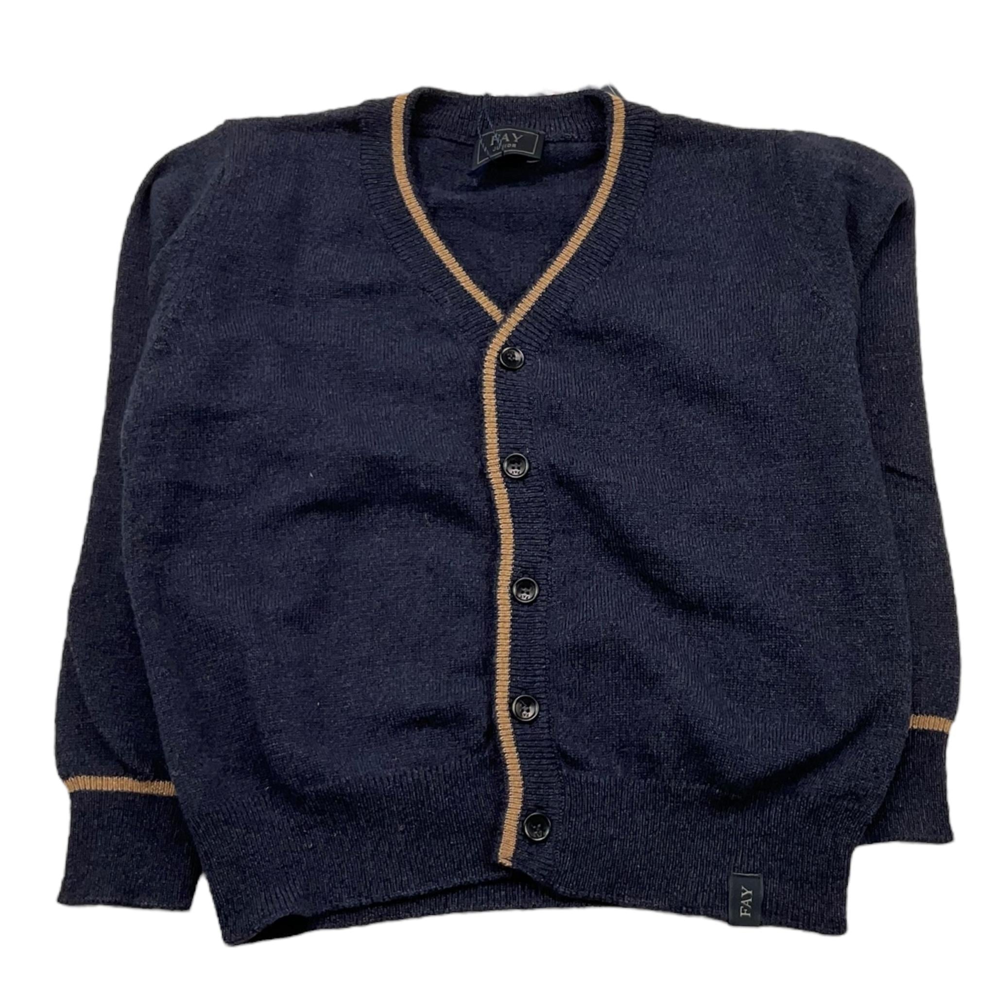 FAY cardigan tinta unita con profili in contrasto Blu per Bambino FT9P70 BLU FAY