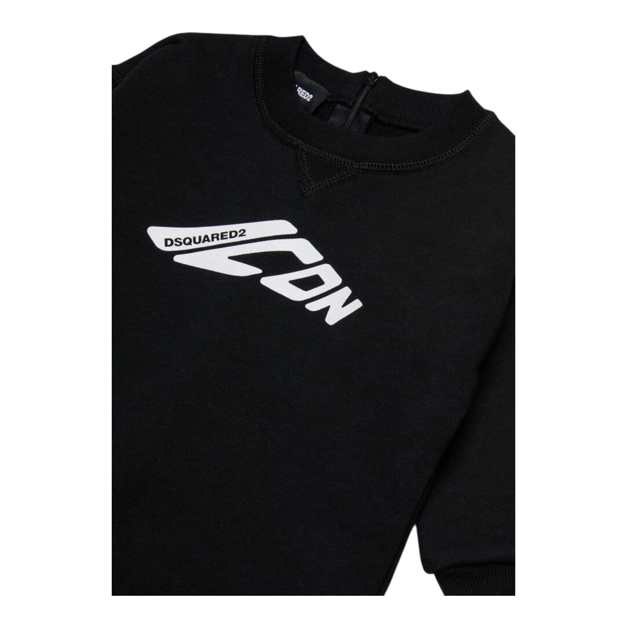 DSQUARED2 abito tinta unita girocollo con stampa Nero per Neonata DQ2700 NERO DSQUARED2