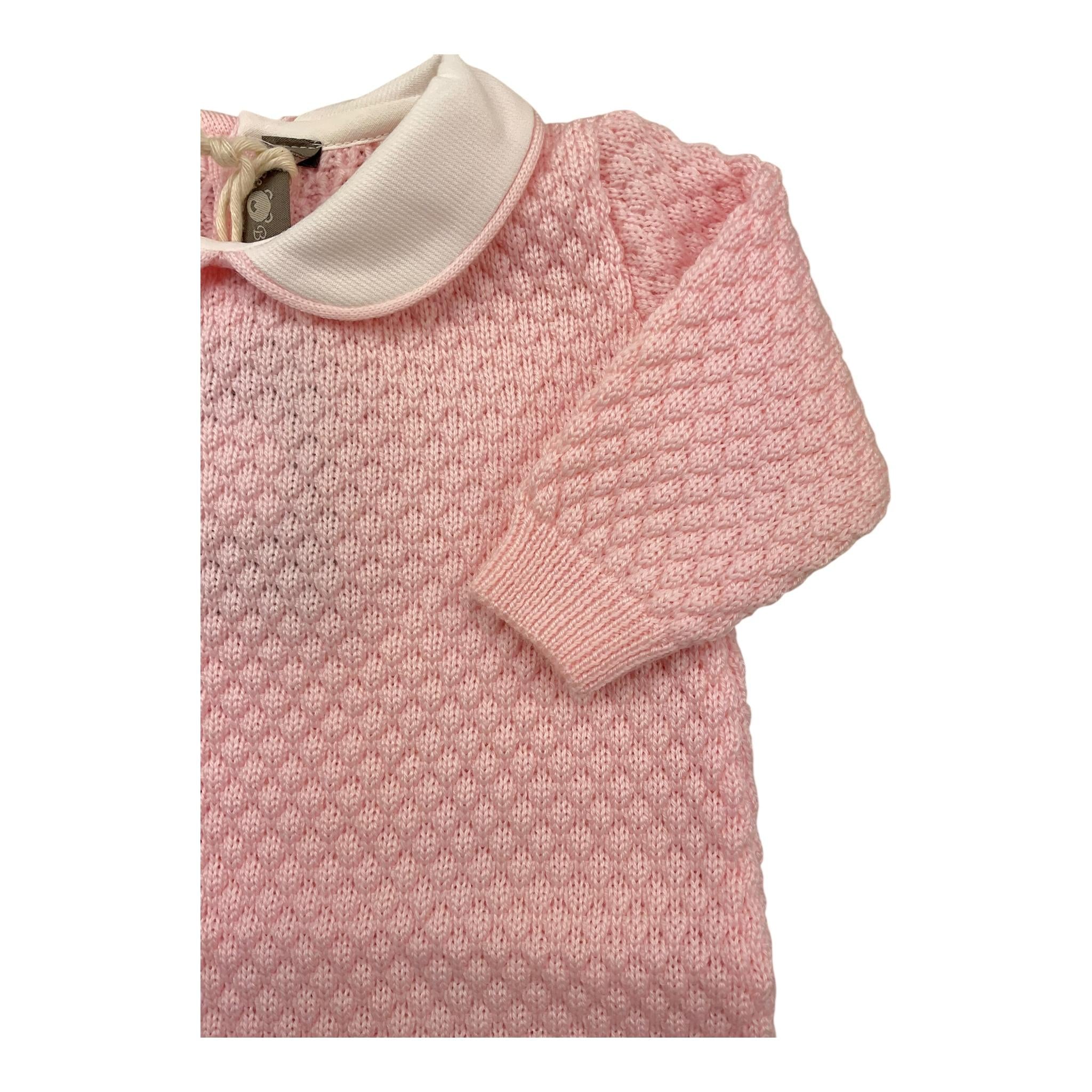 LITTLE BEAR tutina manica lunga tinta unita con colletto in contrasto Rosa per Neonata 9101X ROSA LITTLE BEAR
