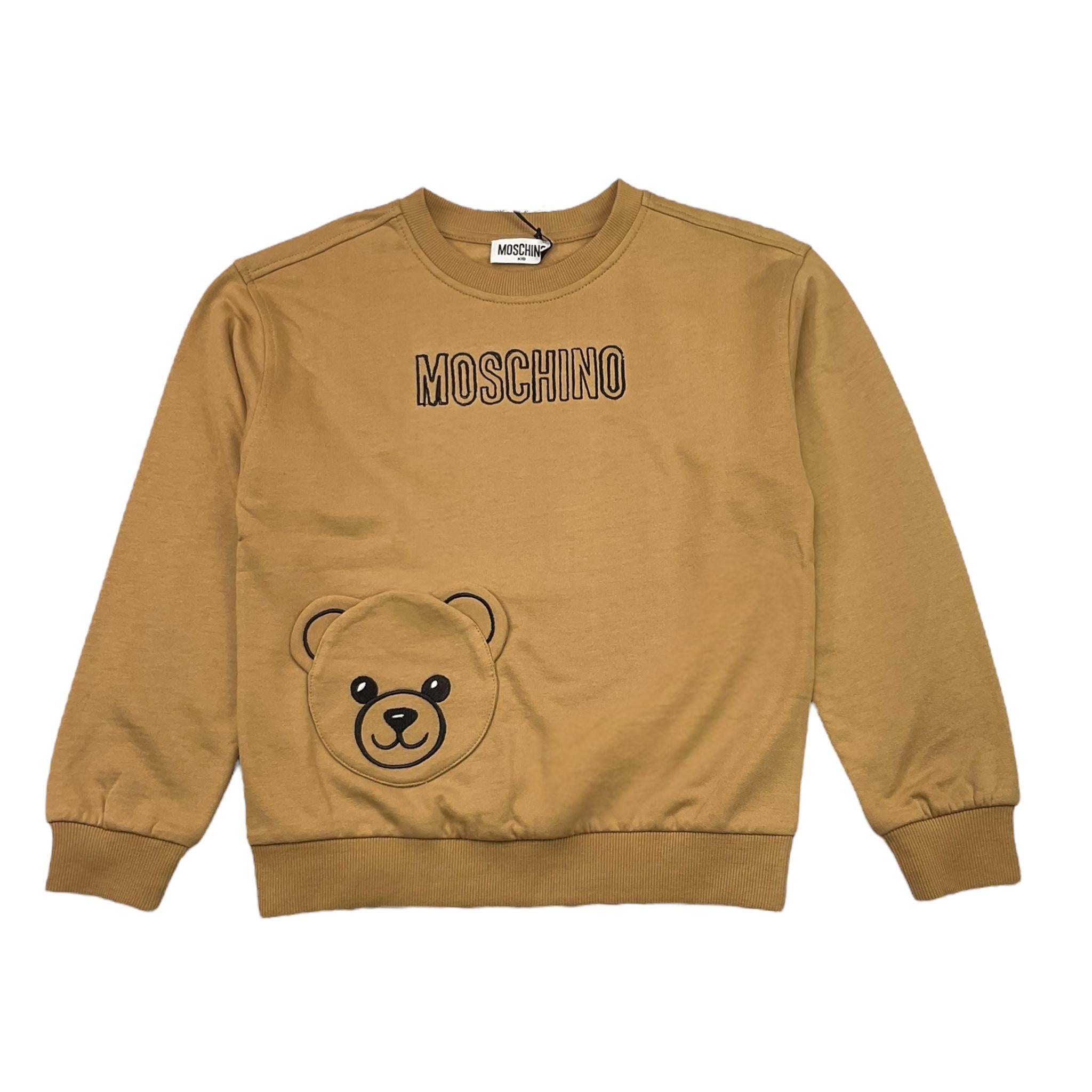MOSCHINO felpa girocollo tinta unita con stampa Biscotto per Bambina HUF095 BISCOTTO MOSCHINO