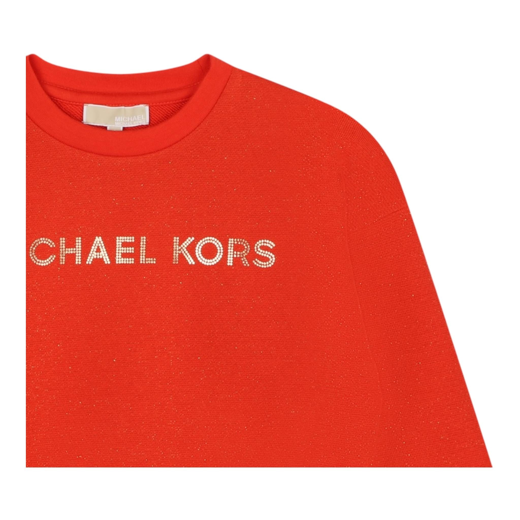 MICHAEL KORS felpa girocollo tinta unita con stampa Arancione per Neonata R30149N ARANCIONE MICHAEL KORS