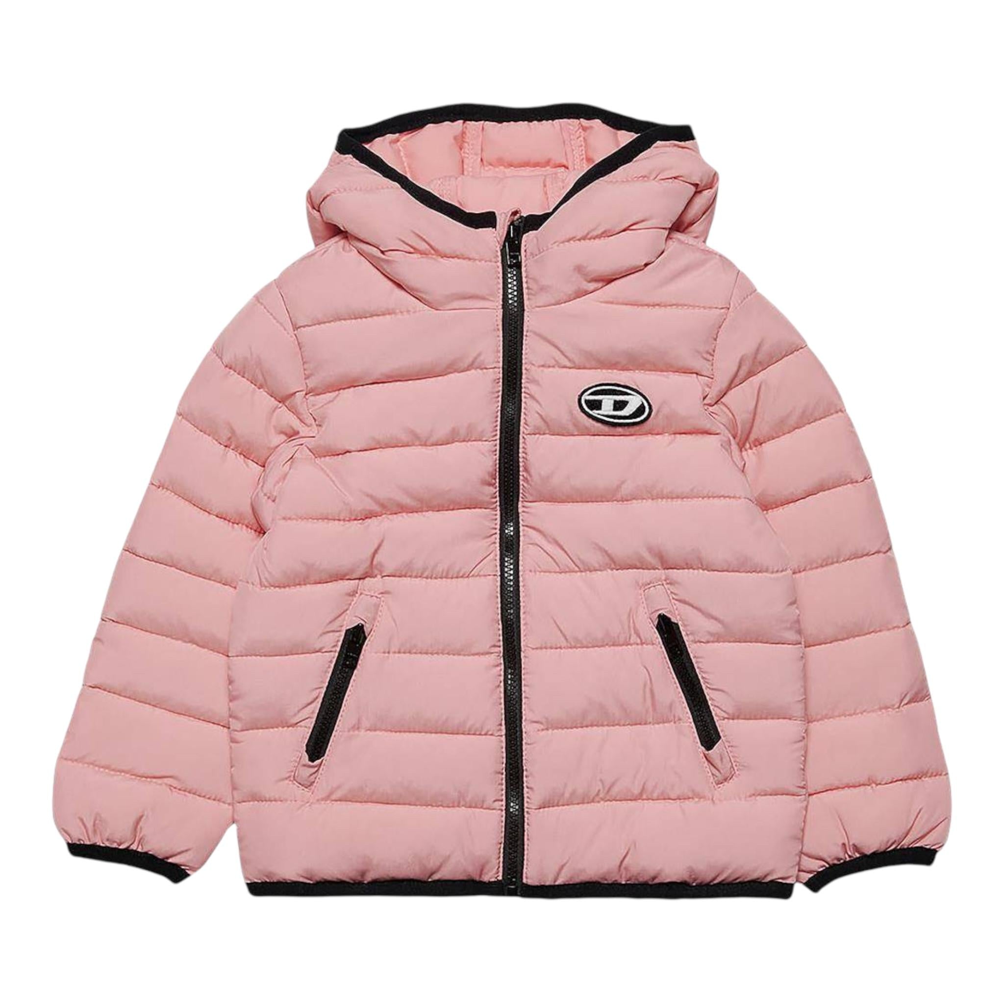 DIESEL giubbino con zip e cappuccio tinta unita Rosa per Neonata K00401 ROSA DIESEL
