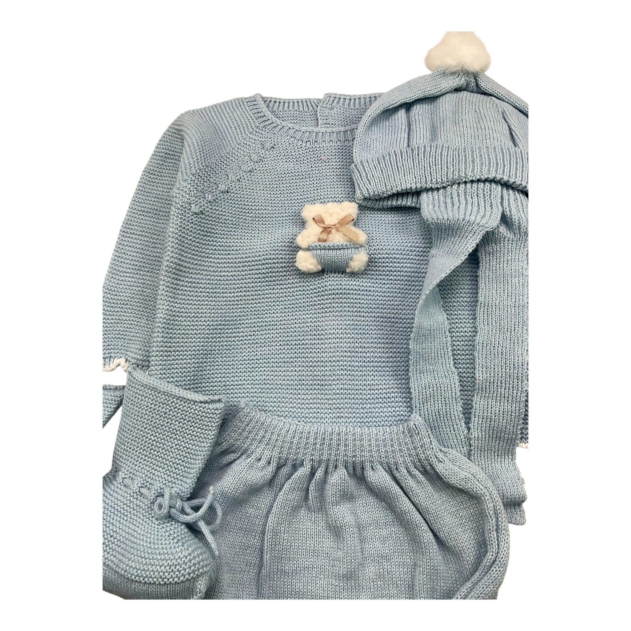 MAC ILUSIO'N completi 4 pezzi maglia-culotte-cappello-babbucce tinta unita Azzurro per Neonato 9428OX AZZURRO MAC ILUSIO'N