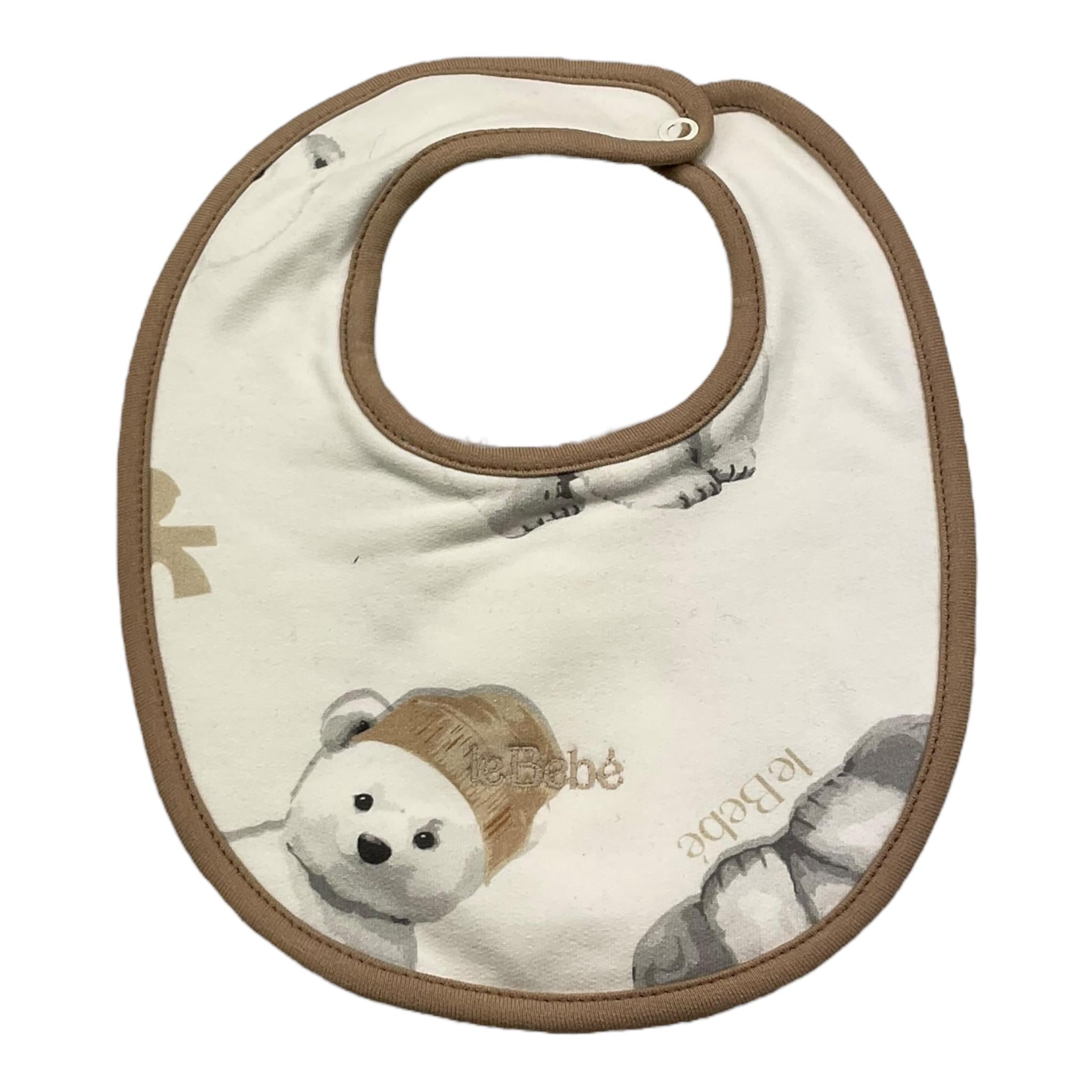 LE BEBE' bavetta tinta unita con orso Bianco per Neonato LBB5221 BIANCO LE BEBE'