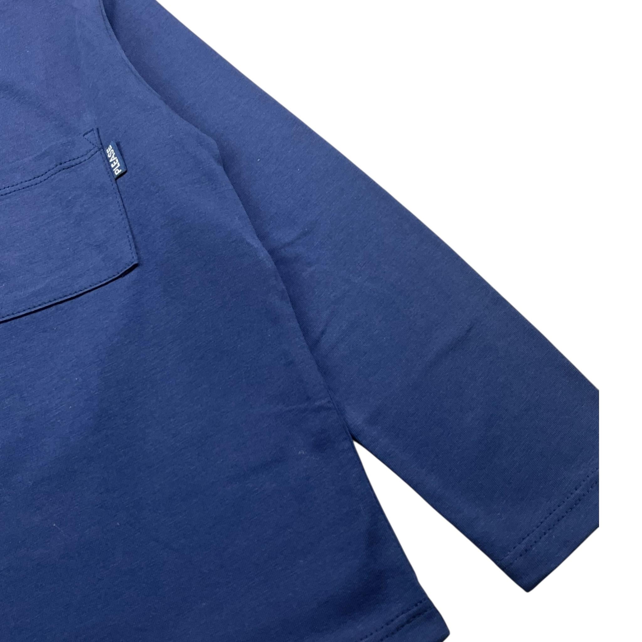 PLEASE shirt girocollo tinta unita con taschino Blu per Bambino ML22030B65J BLU PLEASE