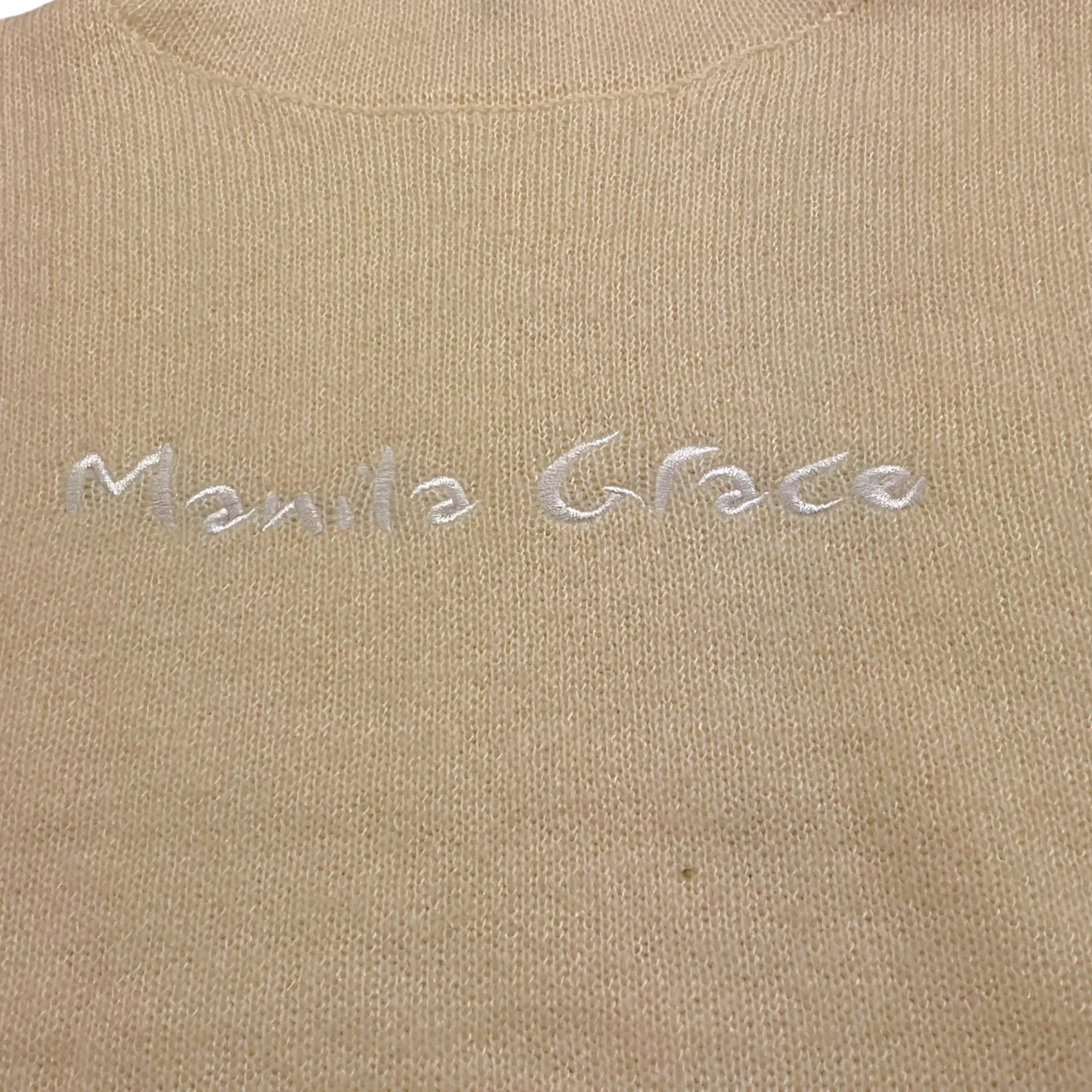 MANILA GRACE maglia tinta mezza manica unita collo alto con stampa Panna per Bambina MFJF24M185 PANNA MANILA GRACE