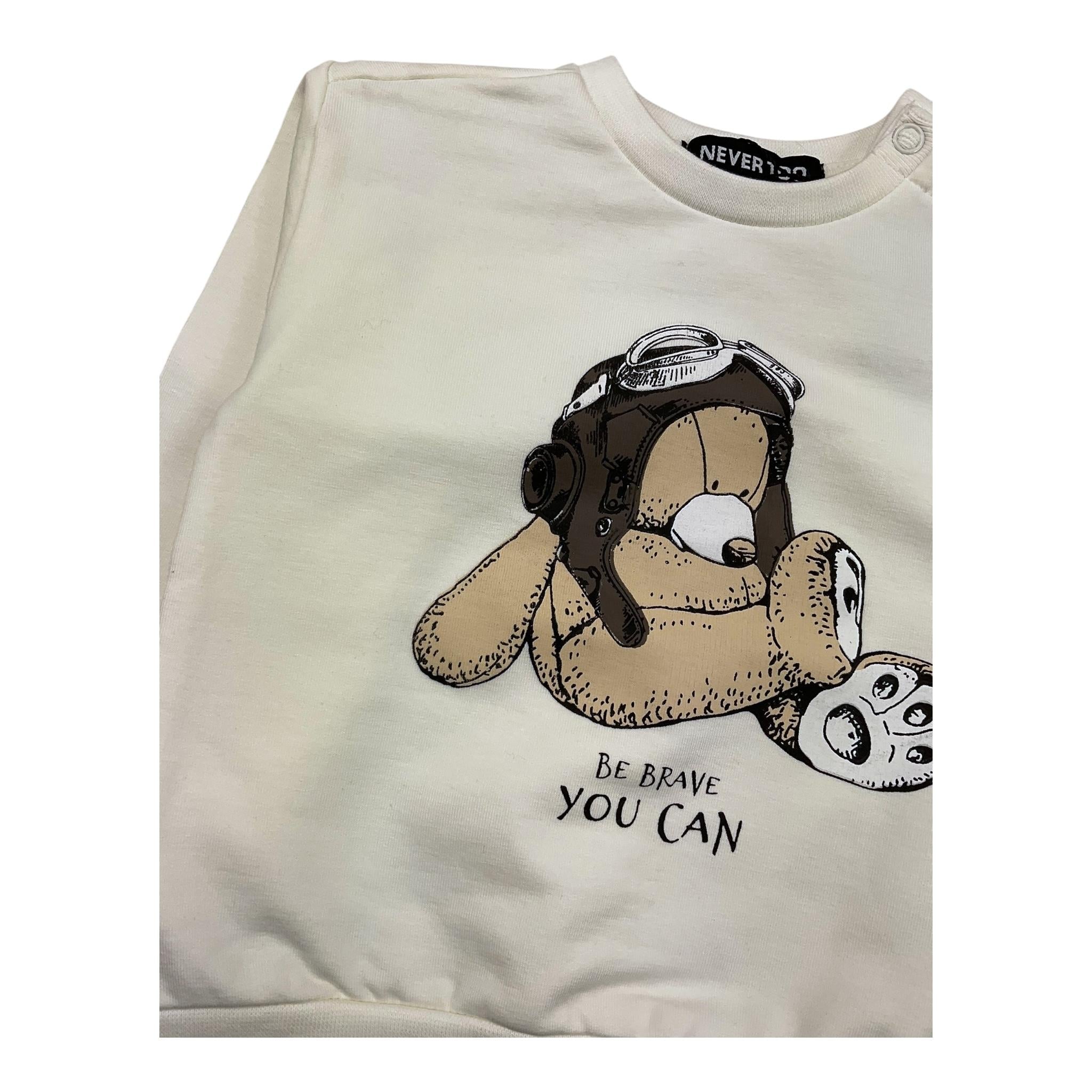 NEVER TOO felpa chiusa girocollo tinta unita Panna per Bambino NT2184NJ PANNA NEVER TOO