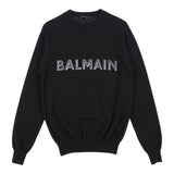 Balmain Maglioncino Girocollo Tinta Unita Con Stampa In Contrasto