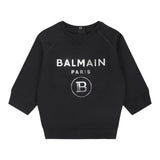 Balmain Felpa Chiusa Girocollo Tinta Unita Con Stampa Logo