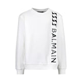 Balmain Felpa Tinta Unita Girocollo Con Stampa