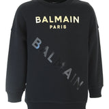 Balmain Felpa Chiusa Girocollo Tinta Unita Con Stampa Logo